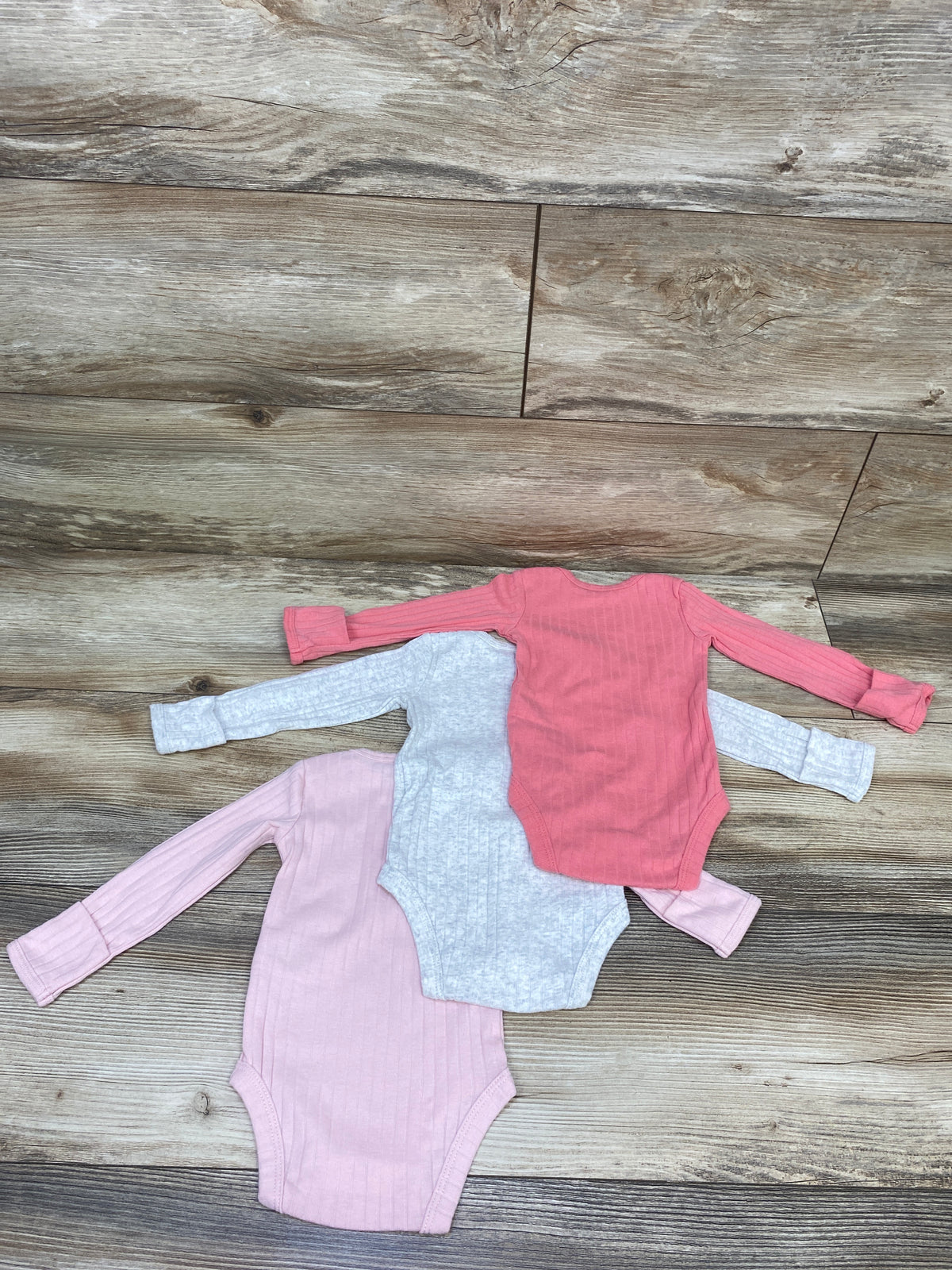 Child Of Mine 3pk Ribbed Long Sleeve Bodysuits Pink sz 0-3m
