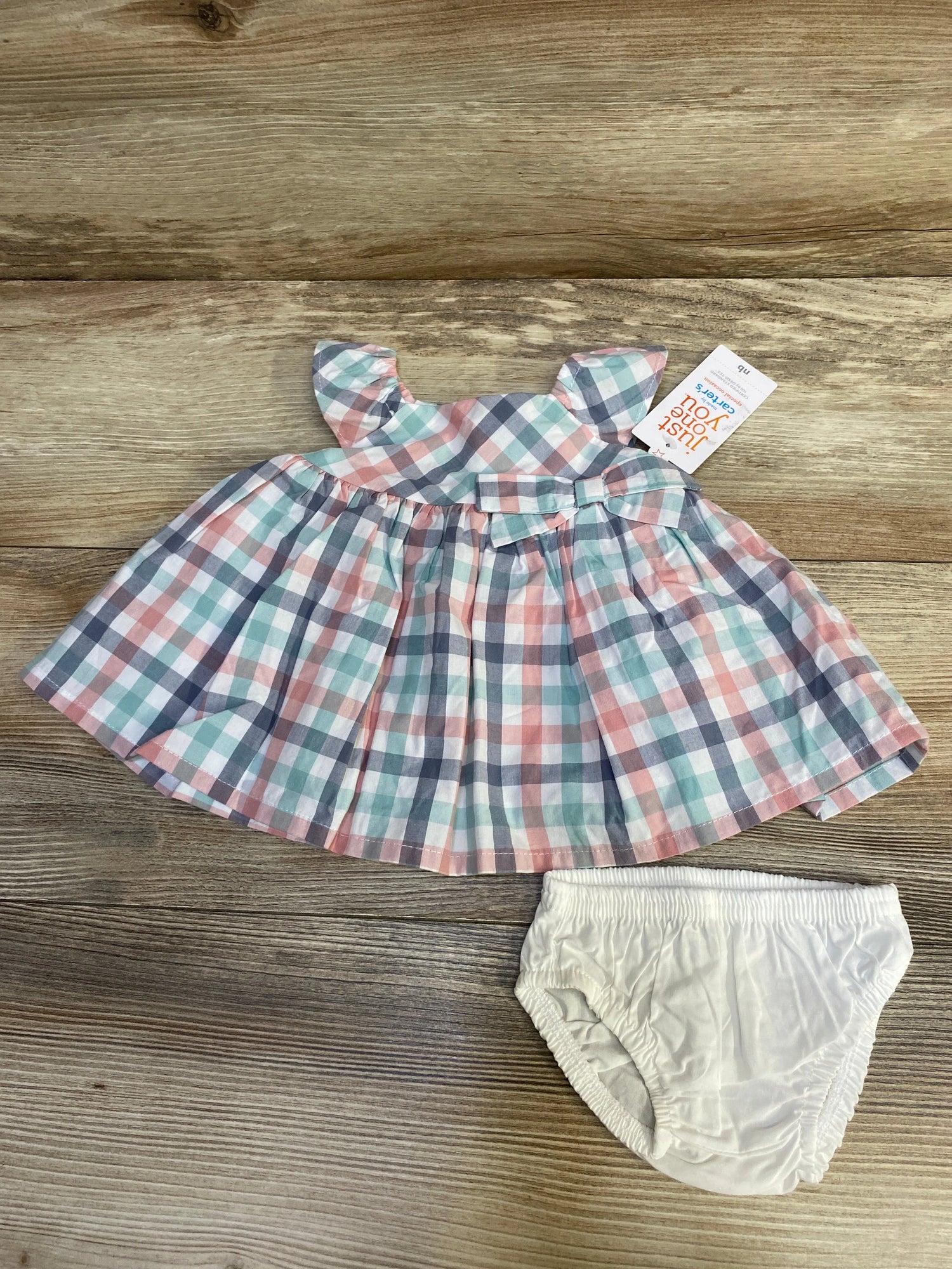 NEW Just One You 2pc Plaid Dress & Bloomers White sz Newborn - Me n Mommy To Be