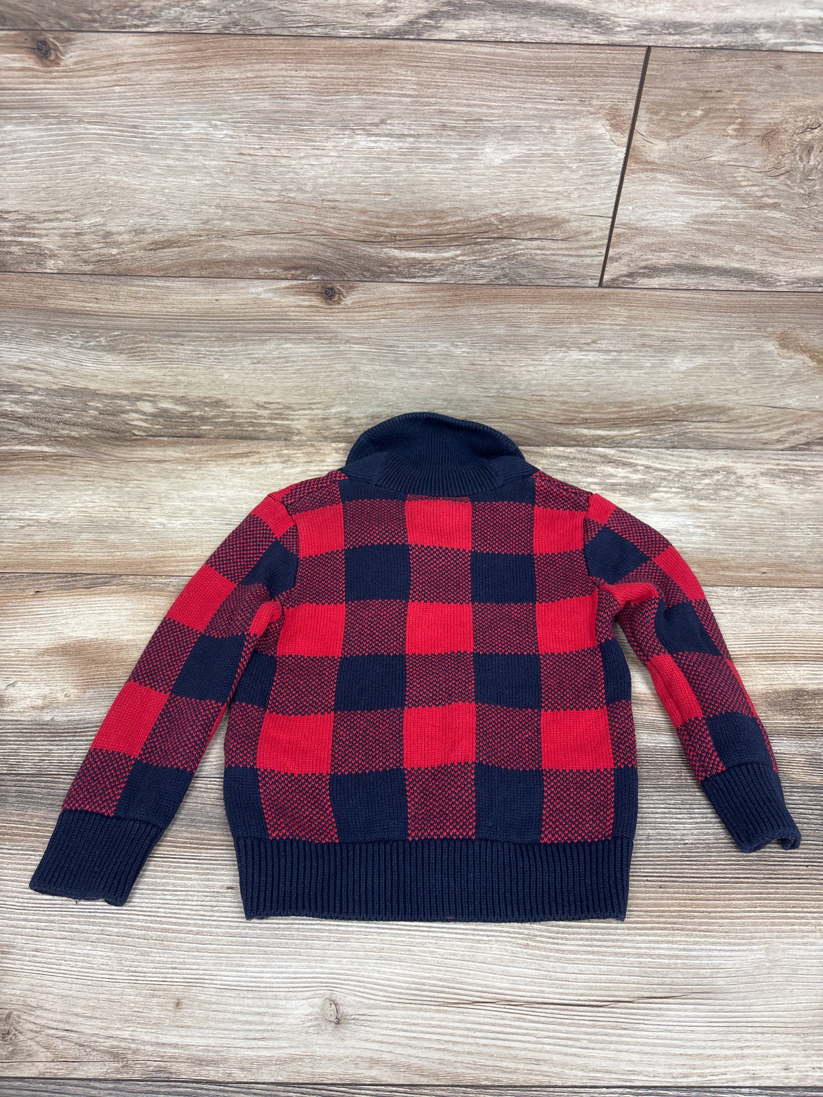 Baby Gap Plaid Shawl Collar Sweater Red sz 3T