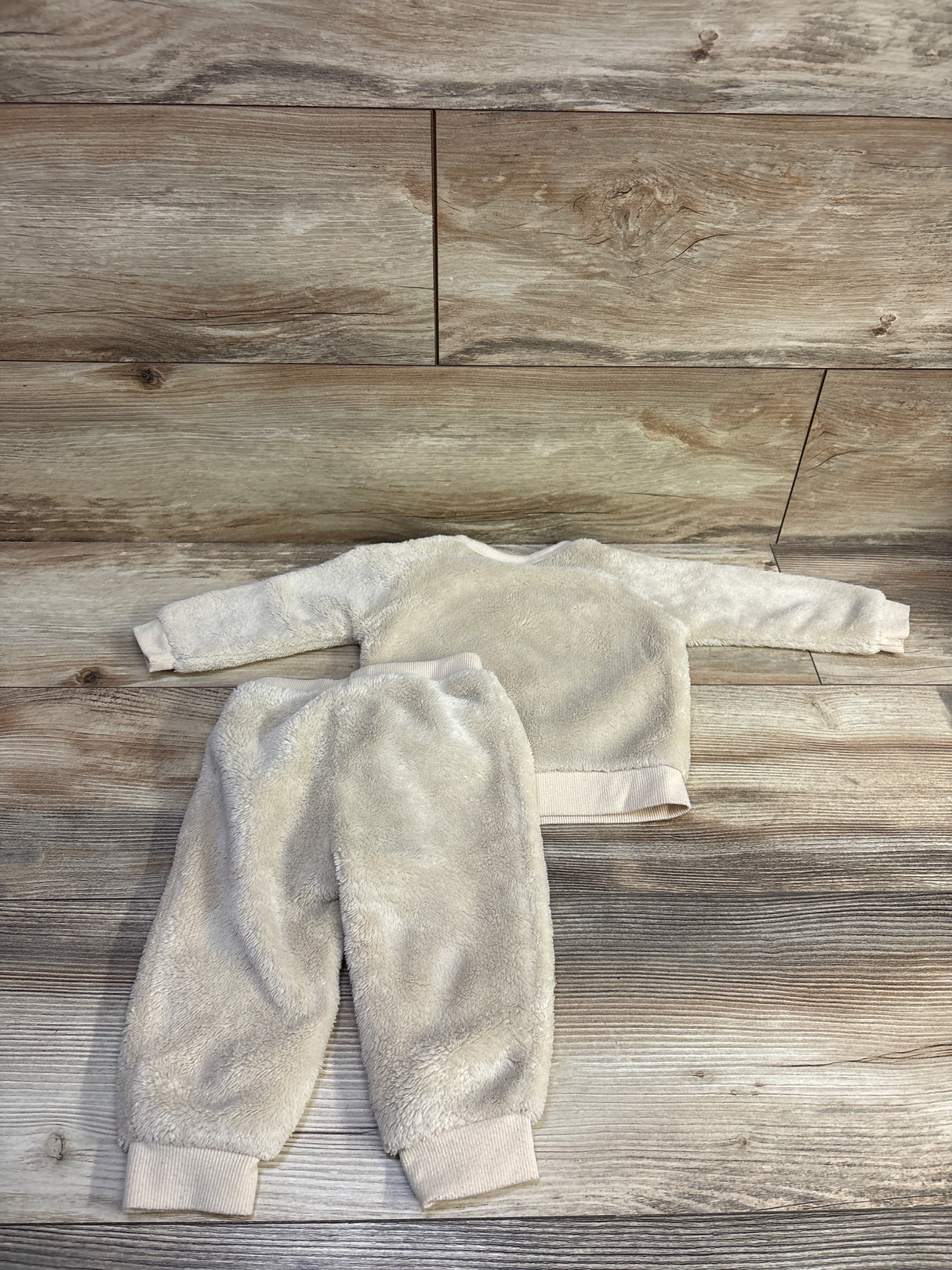 Pekkle 2pc Plush Sweatshirt & Pants Set Beige sz 9m