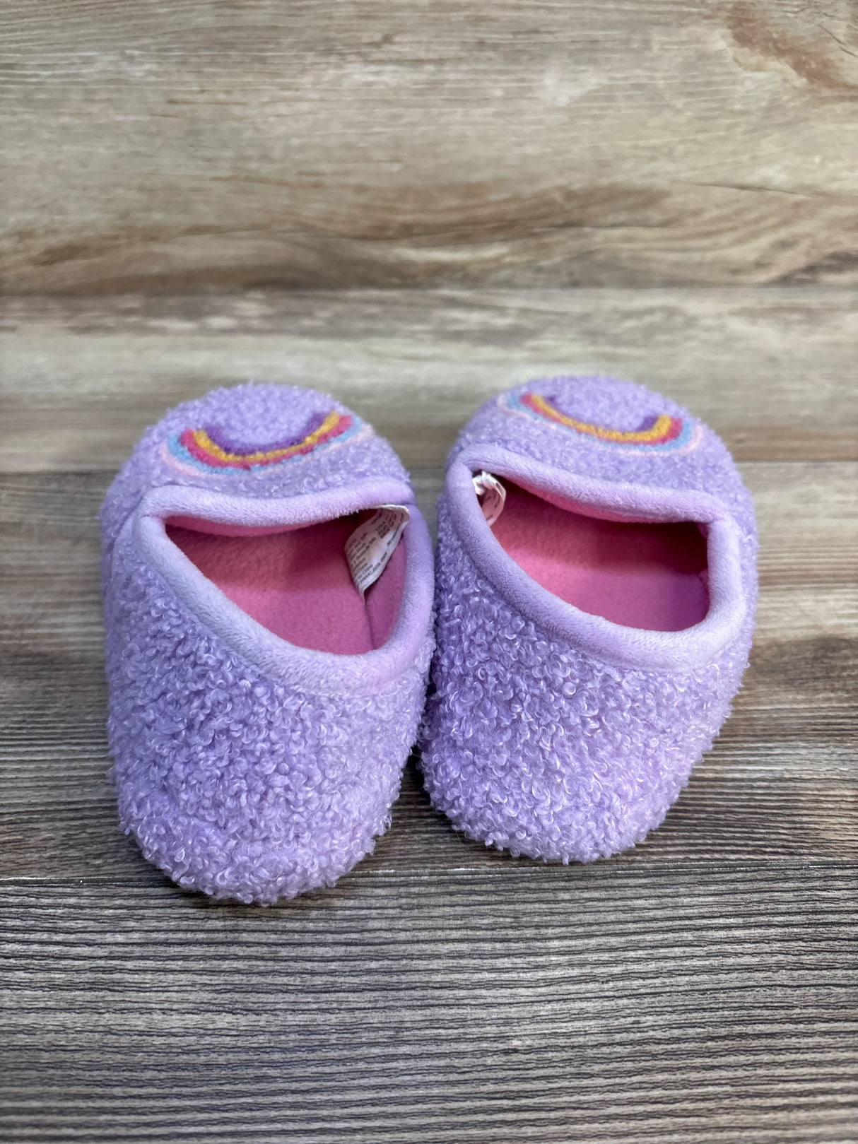 Wonder Nation Sherpa Rainbow Slippers Purple sz 11-12c