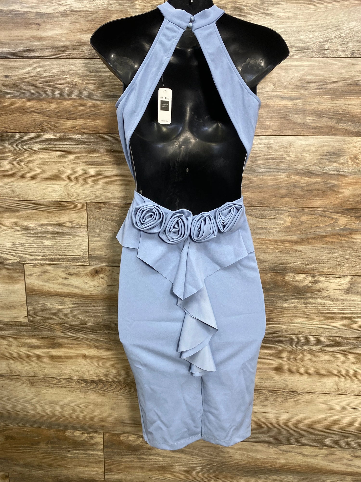 NEW Bump Biddy Backless Dress Blue sz Small - Me n Mommy To Be