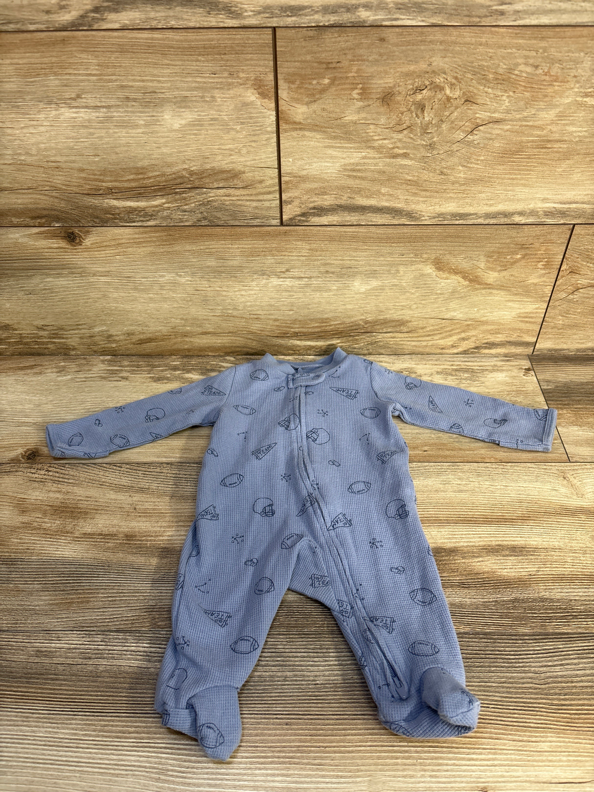 Just One You Football Waffle Knit Sleeper Blue sz 3m