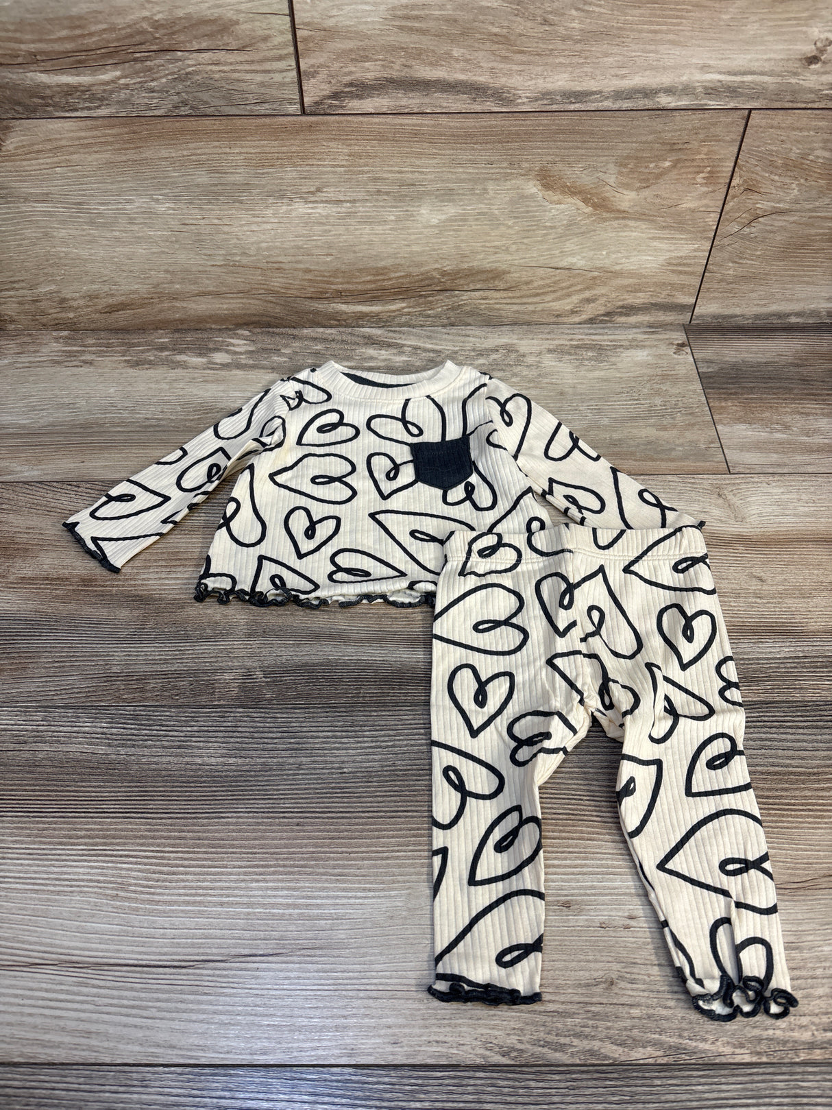 Cat & Jack 2pc Ribbed Shirt & Bottoms Set Beige sz 0-3m