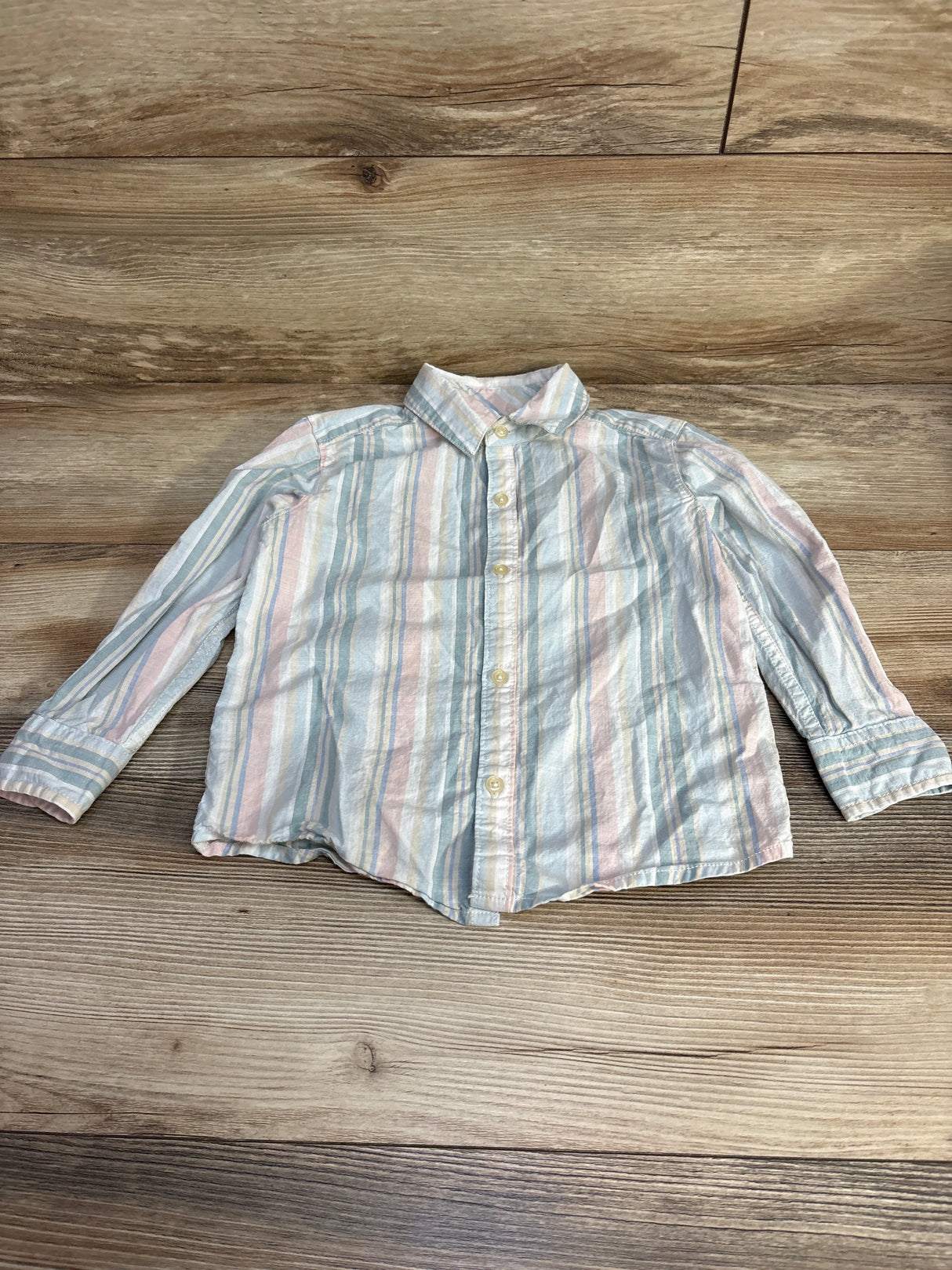 Carter's Striped Button Up Shirt Blue sz 4T - Me n Mommy To Be
