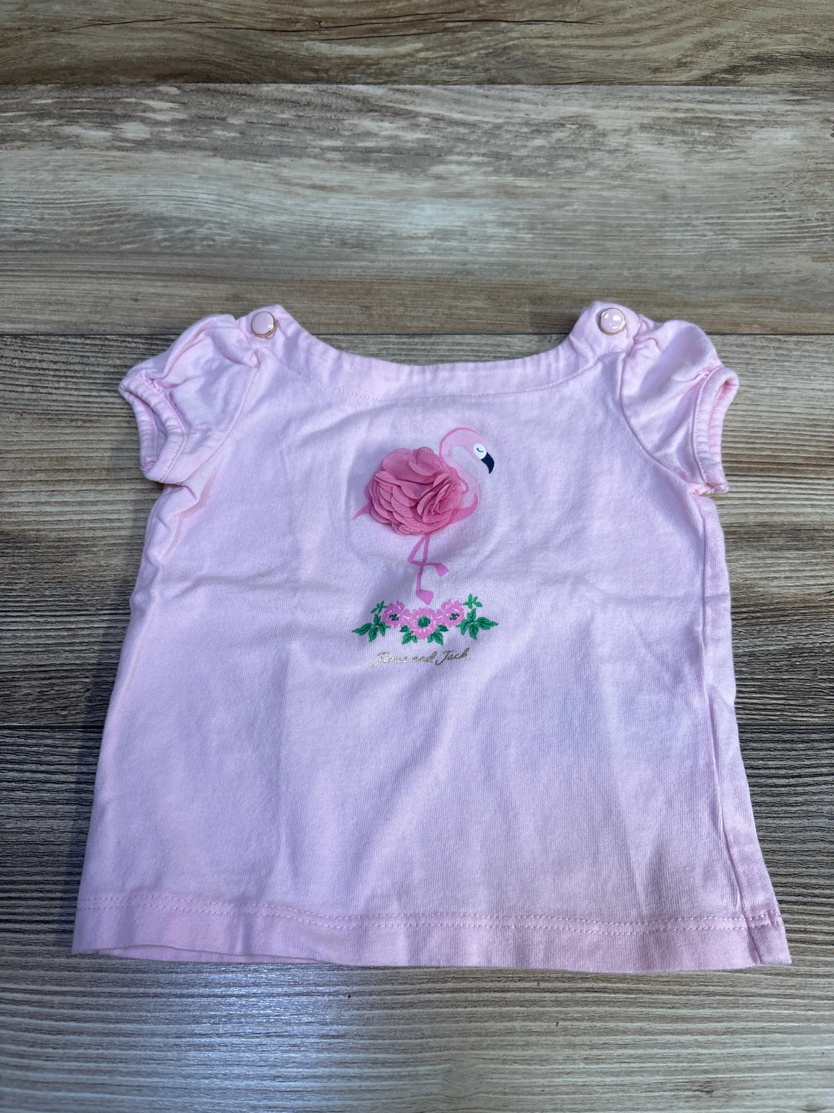 Pink baby flamingo top by Me n Mommy To Be with floral applique and embroidery