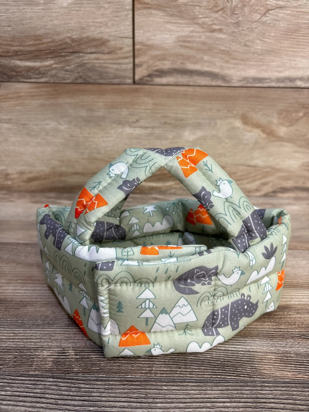 Green Me n Mommy To Be baby head protection helmet with animal and mountain print