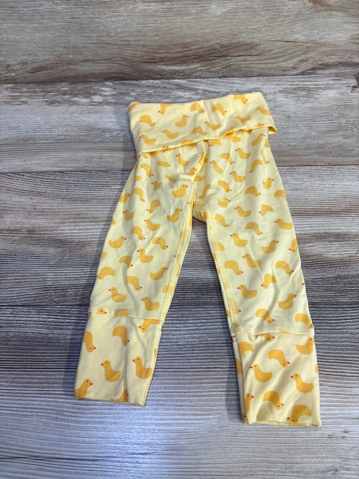 Hanna Andersson Fold-Over Leggings Yellow Ducks sz 12-18m