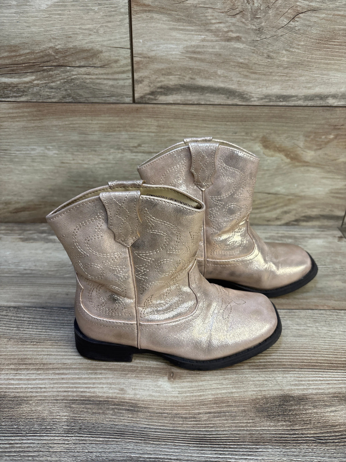 Wonder Nation Metallic Western Cowgirl Boots Gold sz 12c