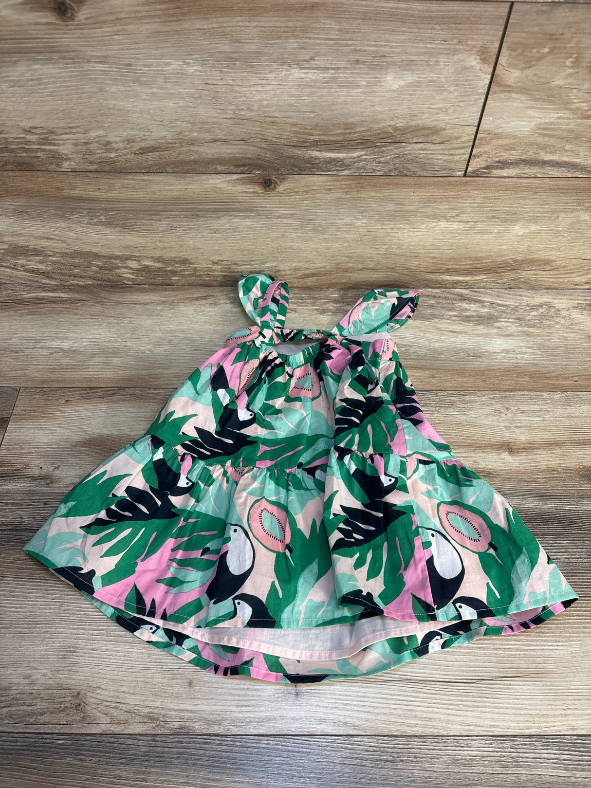 Janie & Jack Toucan Ruffle Dress Green sz 2T