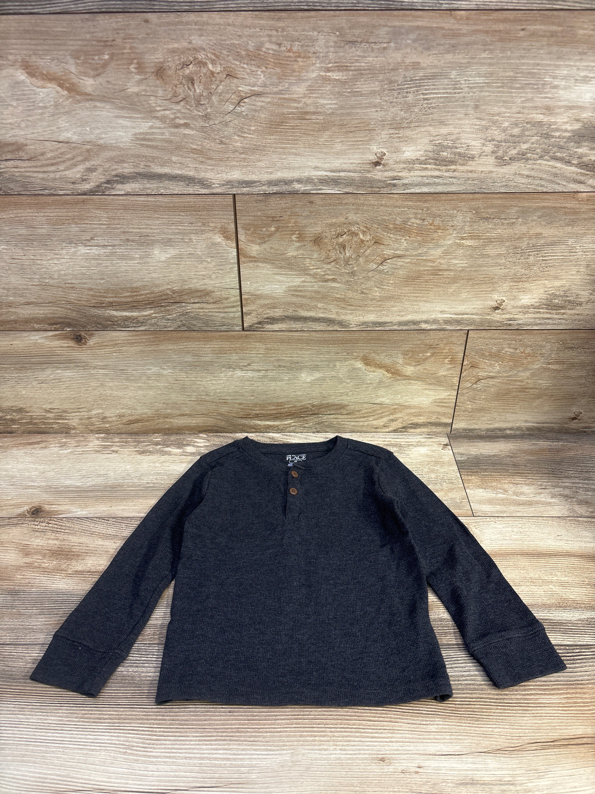 Children's Place Thermal Henley Shirt Grey sz 4T