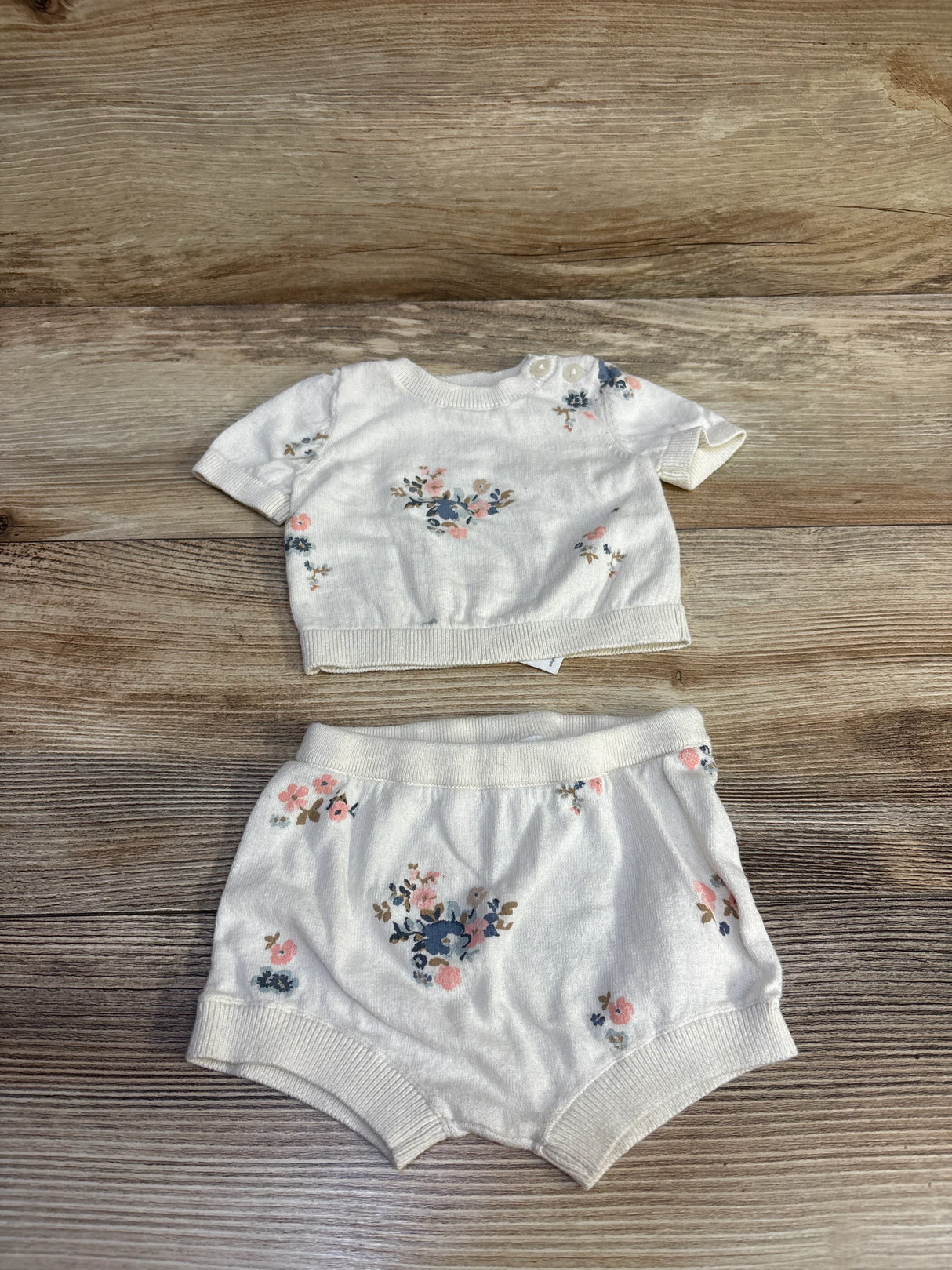 Little Planet 2pc Knit Shirt & Bloomer Shorts Set Ivory sz Newborn