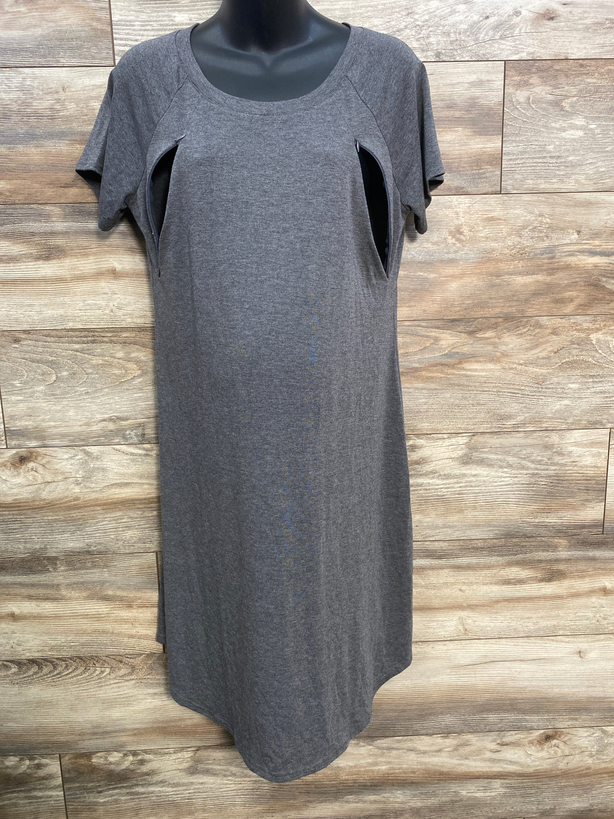 Sleepshirt 3 in 1 Labor/Maternity/Nursing Nightgown Grey sz Medium