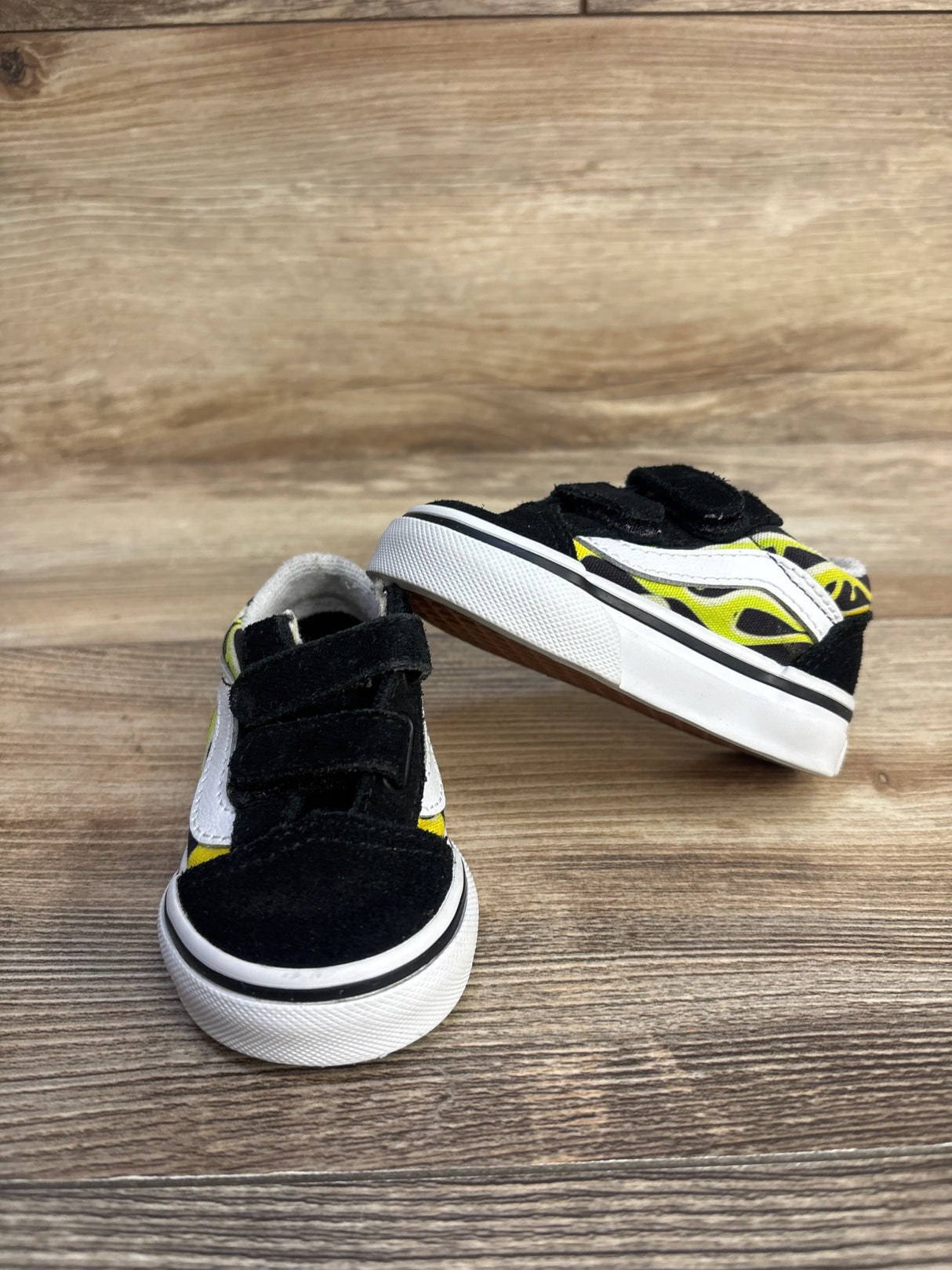Vans Flame Velcro Strap Sneakers Black sz 2.5 - Me n Mommy To Be