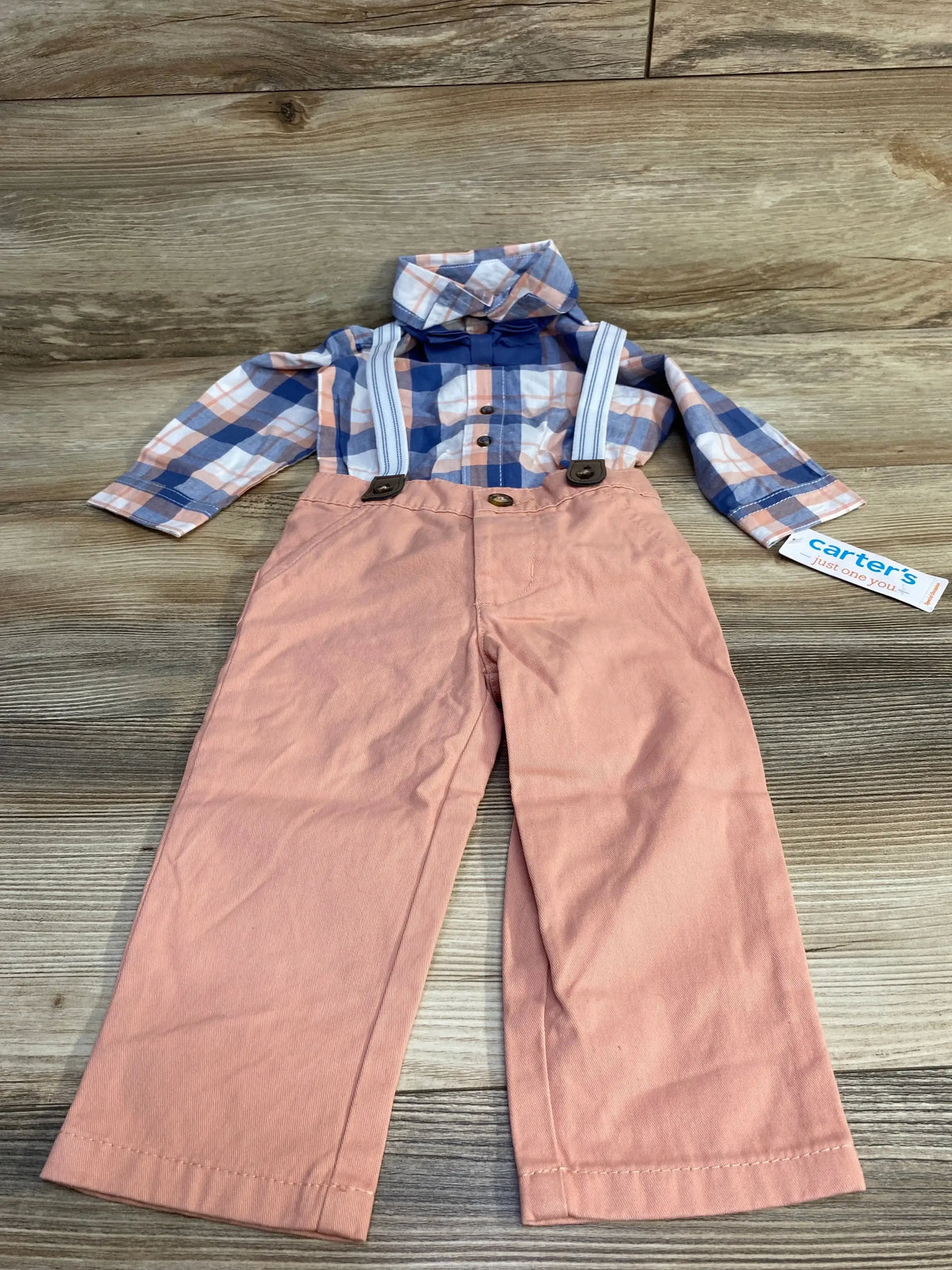 NEW Just One You 4pc Plaid Button-Up Suspender Set Blue sz 12m - Me n Mommy To Be