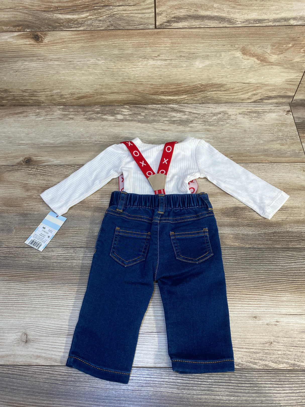 NEW Cat & Jack 3pc Ribbed Valentine's Day Suspender Set White sz Newborn