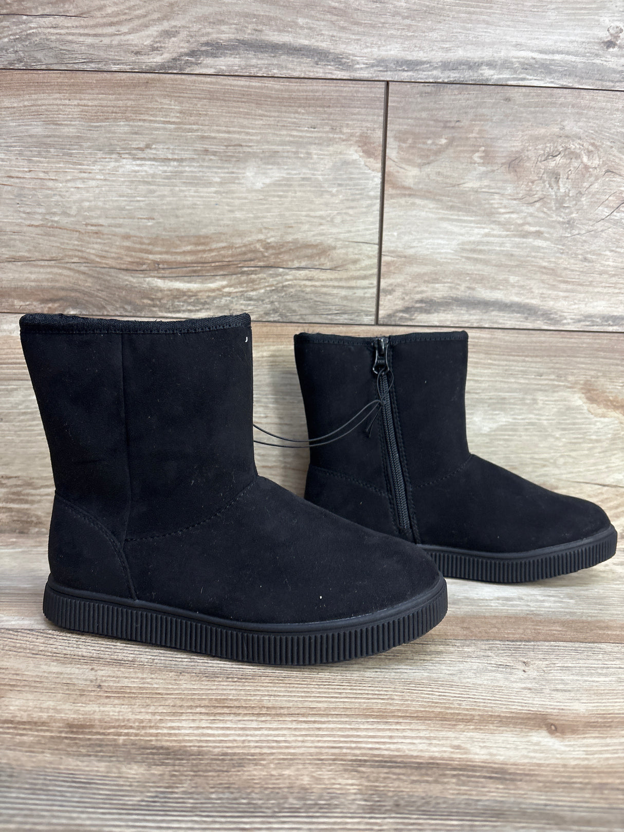 NEW Cat & Jack Holland Shearling Style Boots Black sz 1Y