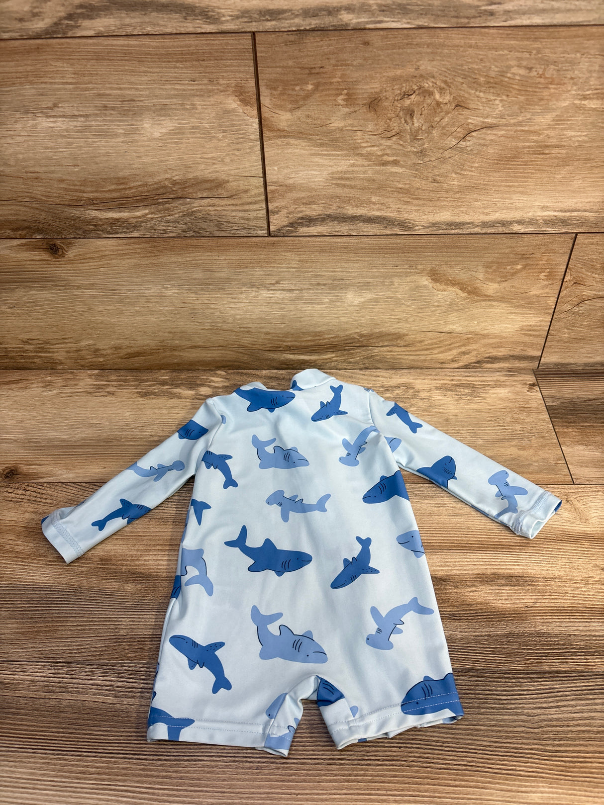 Just One You Shark Long Sleeve Rash Guard Swimsuit Blue sz 6m
