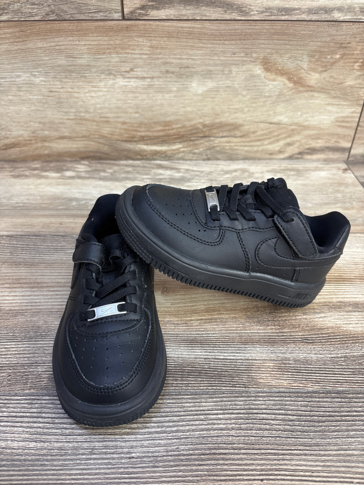 Nike Force 1 Low EasyOn PS 'Triple Black' Sneakers sz 10c