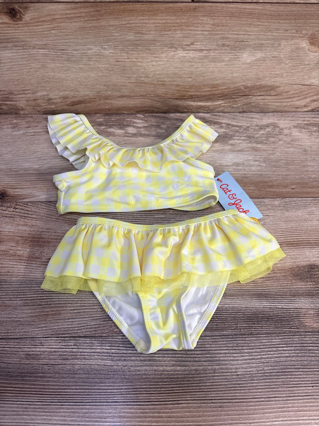 NEW Cat & Jack 2pc Gingham Swimsuit Set Yellow sz 3T - Me n Mommy To Be