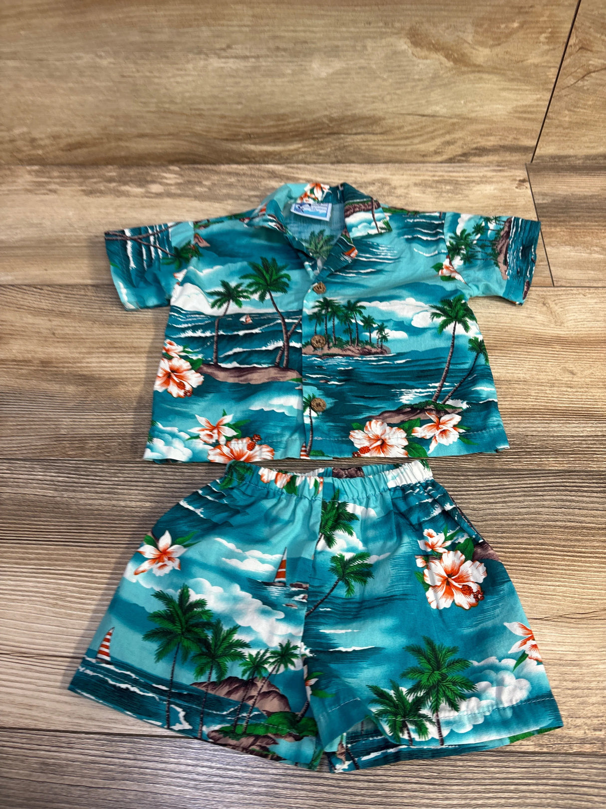 RJC 2pc Button Up Shirt & Shorts Blue sz 6m