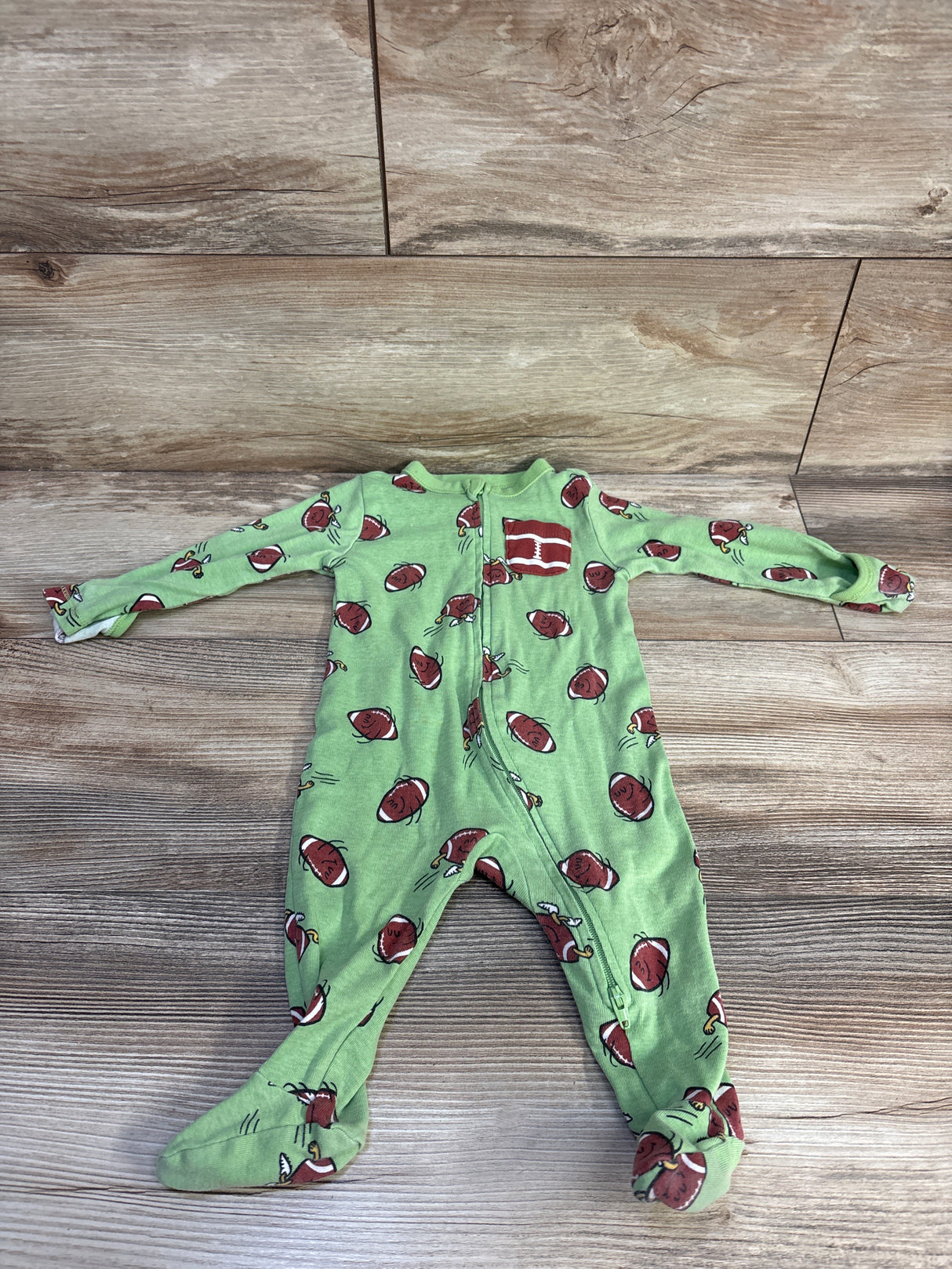 Old Navy Football Sleeper Green sz 6-9m