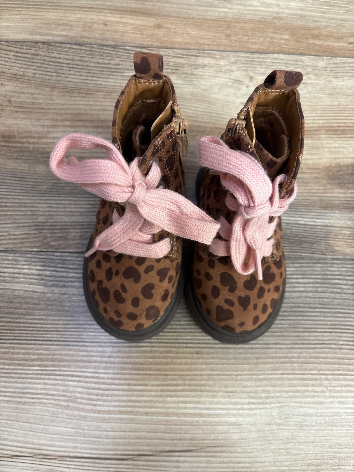 Cat & Jack Amaya Lace-Up Combat Boots Leopard Print sz 5c