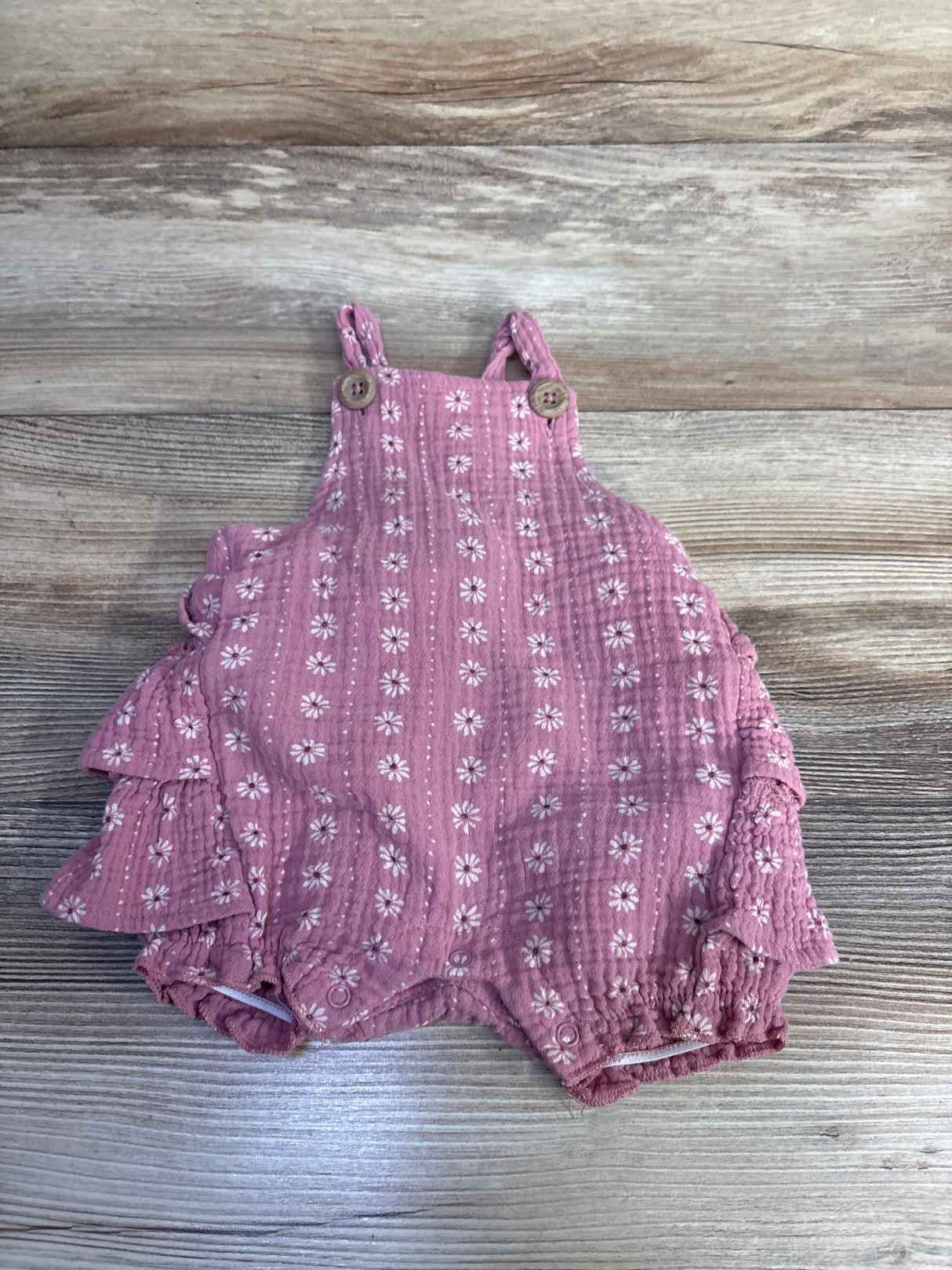 Emily & Oliver Floral Gauze Ruffle Romper Pink sz 3-6m