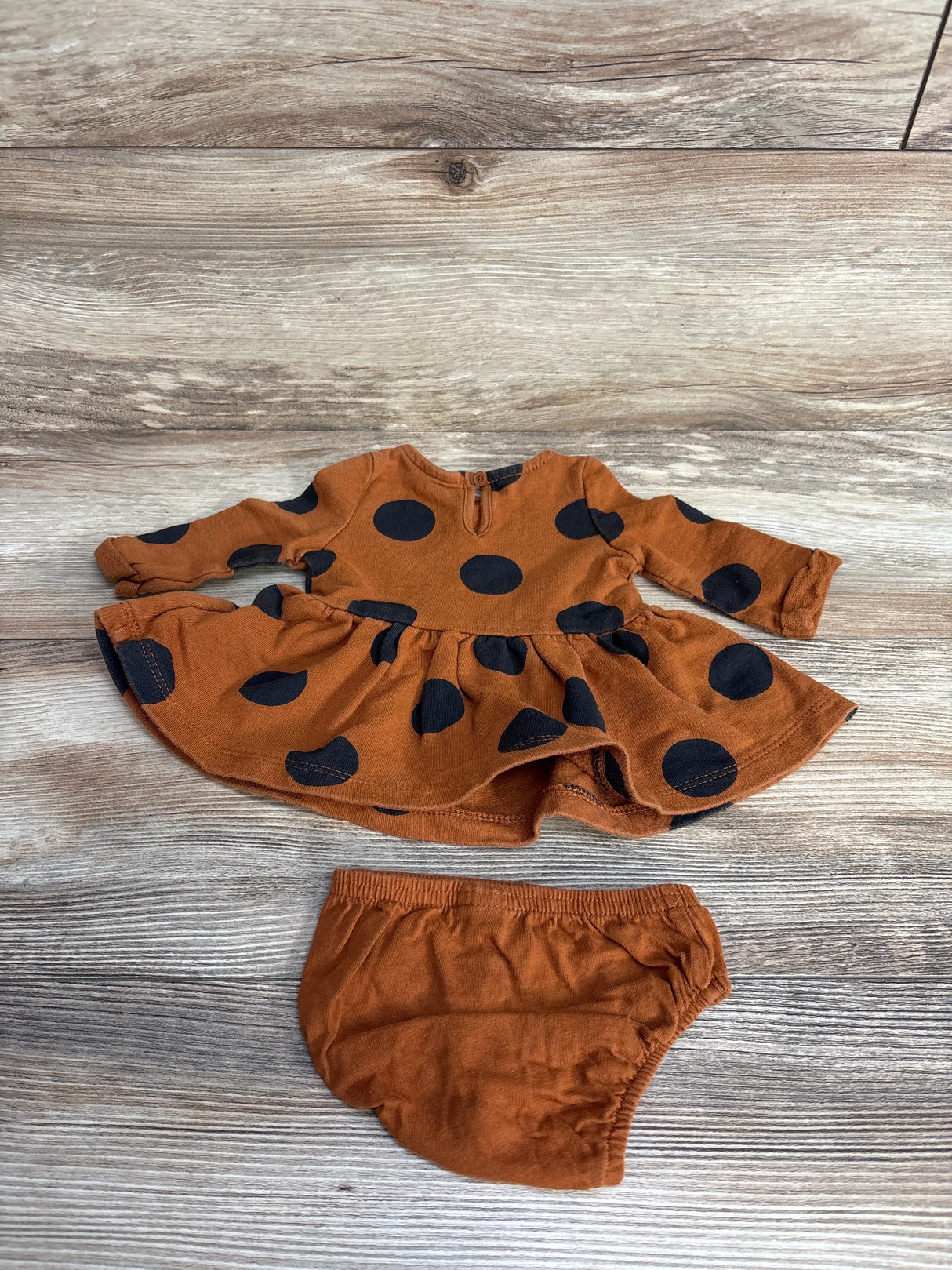 Just One You 2pc Polka Dot Dress & Bloomers Brown sz Newborn