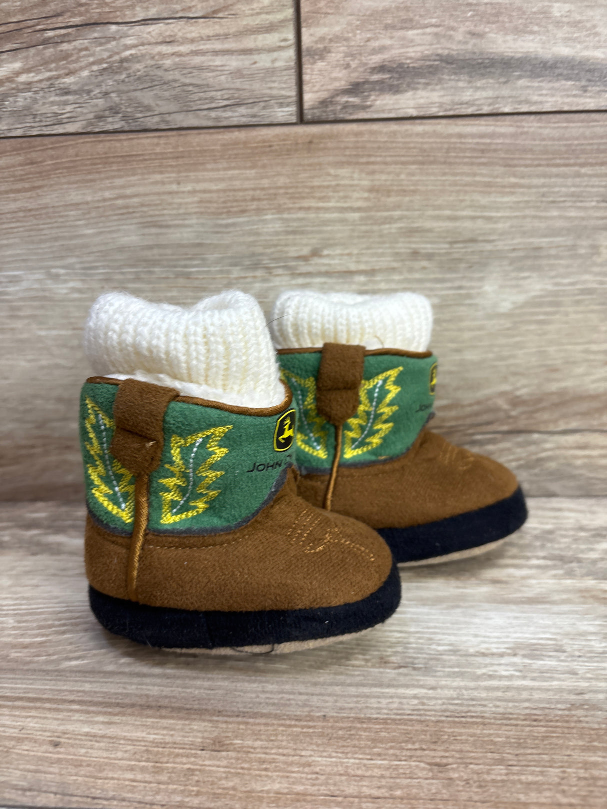 John Deere Infant Cowboy Boot Slipper Brown sz 1c