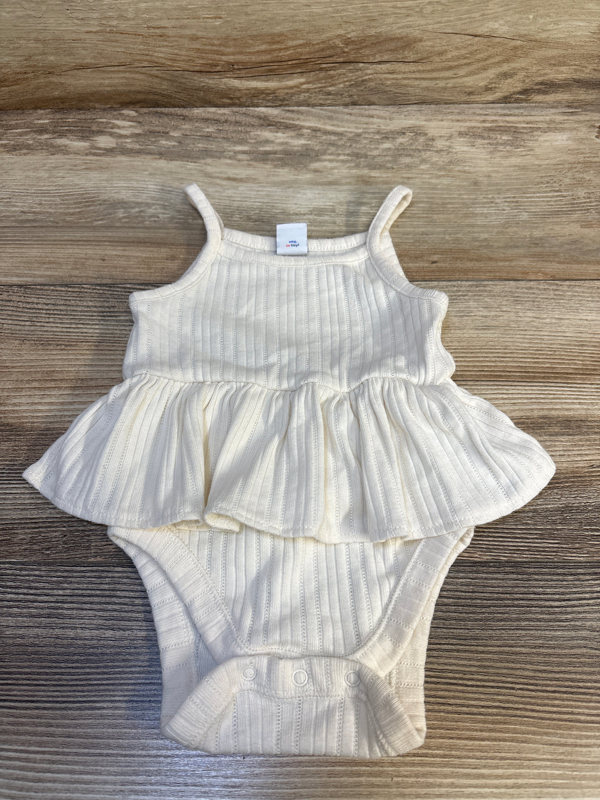 Old Navy Sleeveless Pointelle-Knit Peplum Bodysuit In Sea Salt sz 6-12m