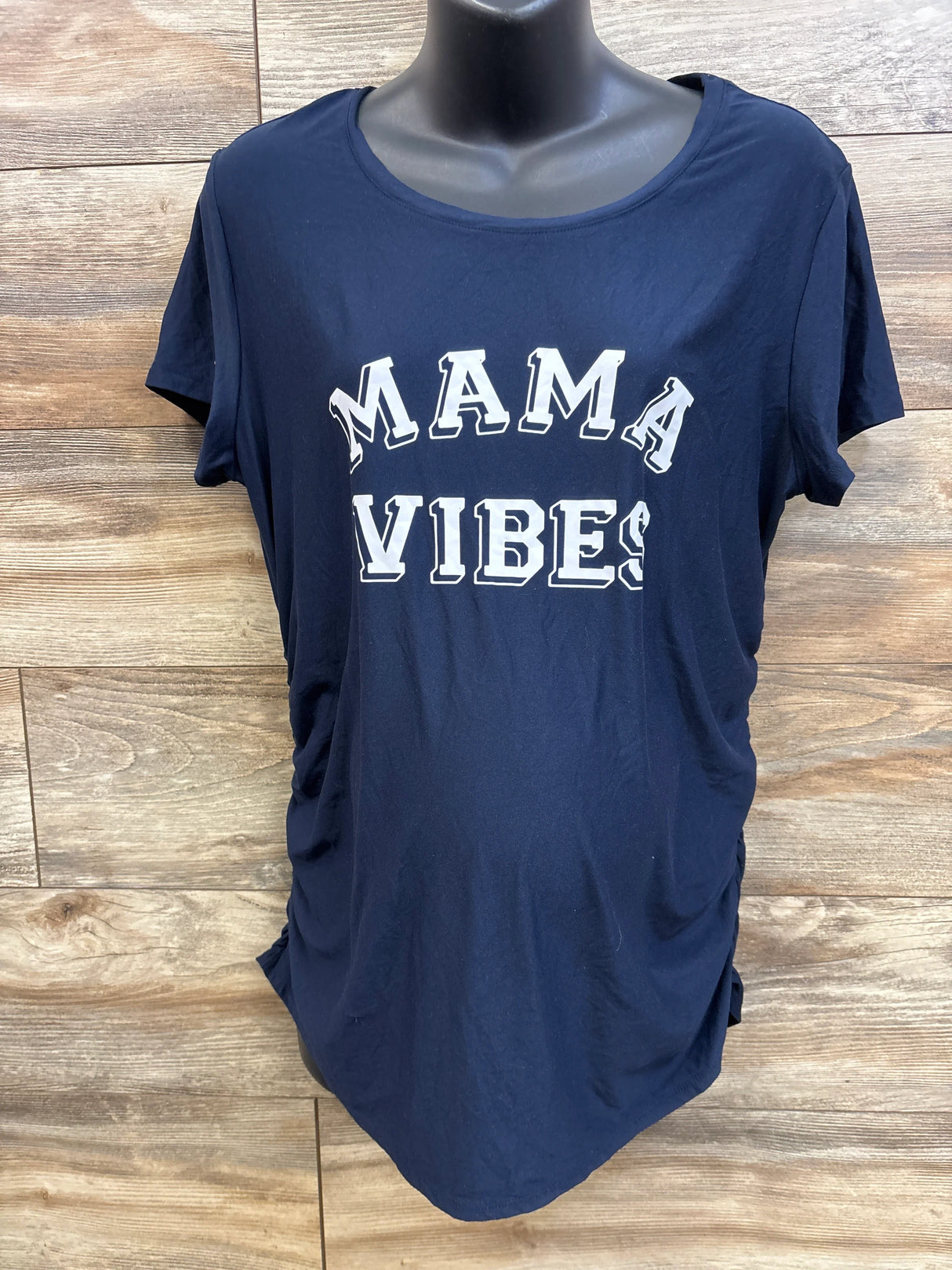 Time & Tru Mama Vibes Ruched Maternity Shirt Navy sz Large