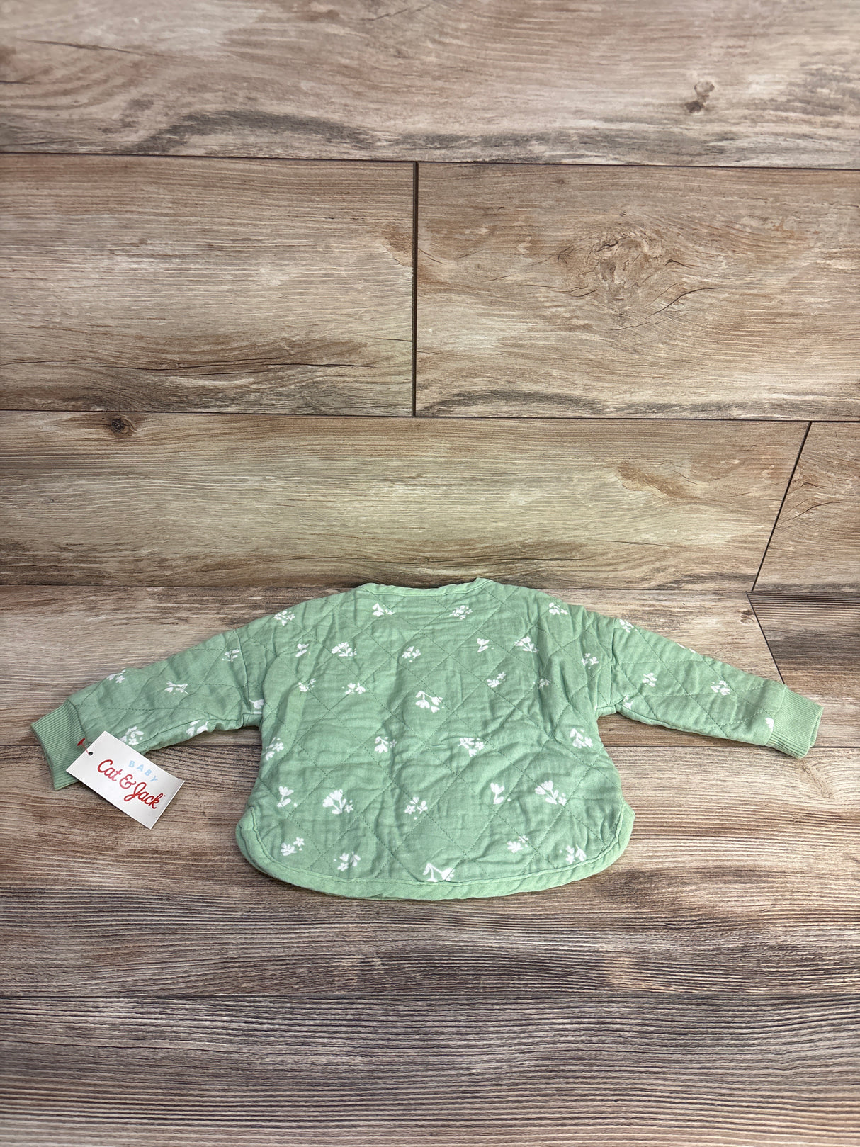 NEW Cat & Jack Floral Chambray Quilted Jacket Green sz 6-9m