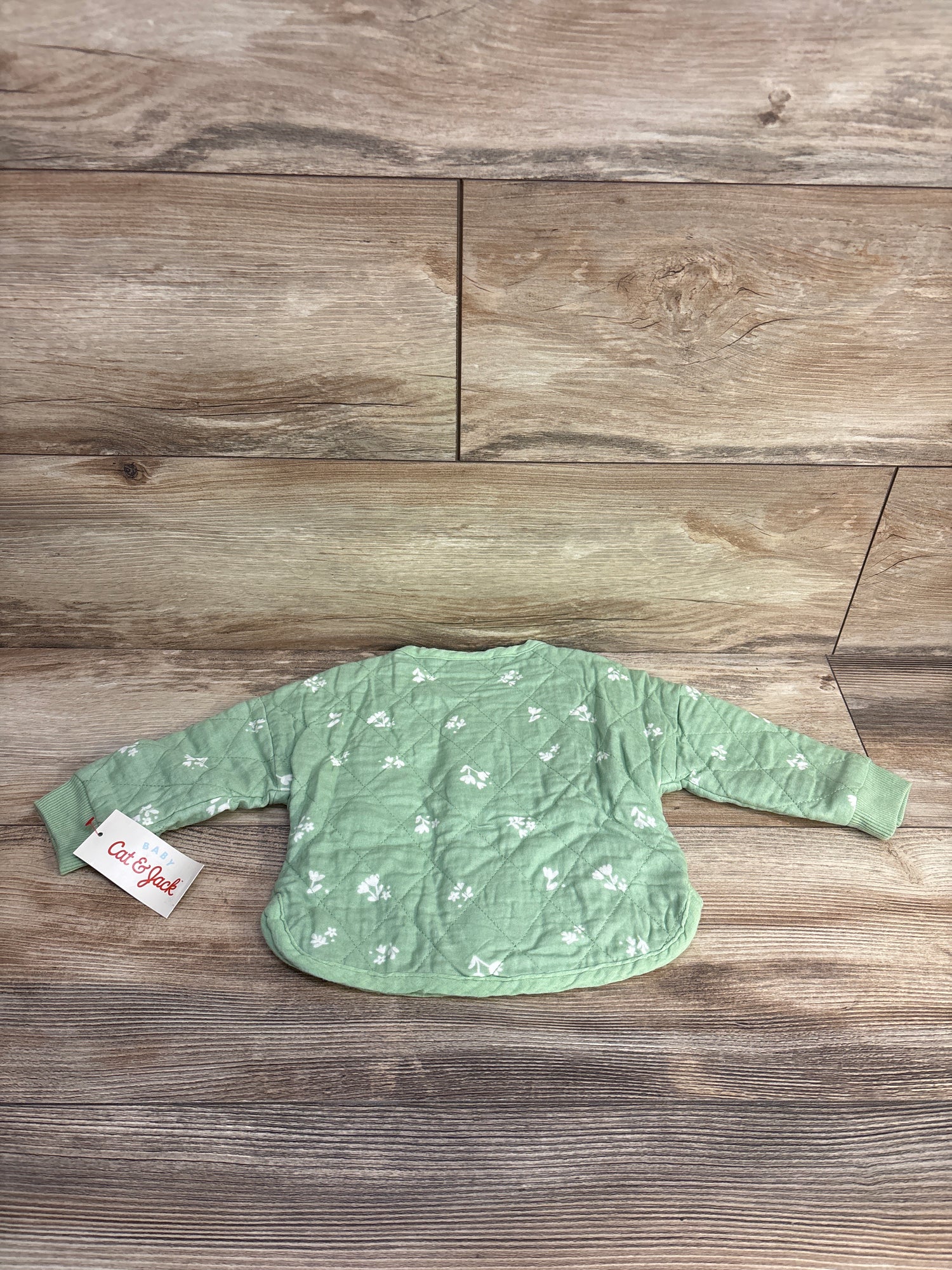 NEW Cat & Jack Floral Chambray Quilted Jacket Green sz 6-9m