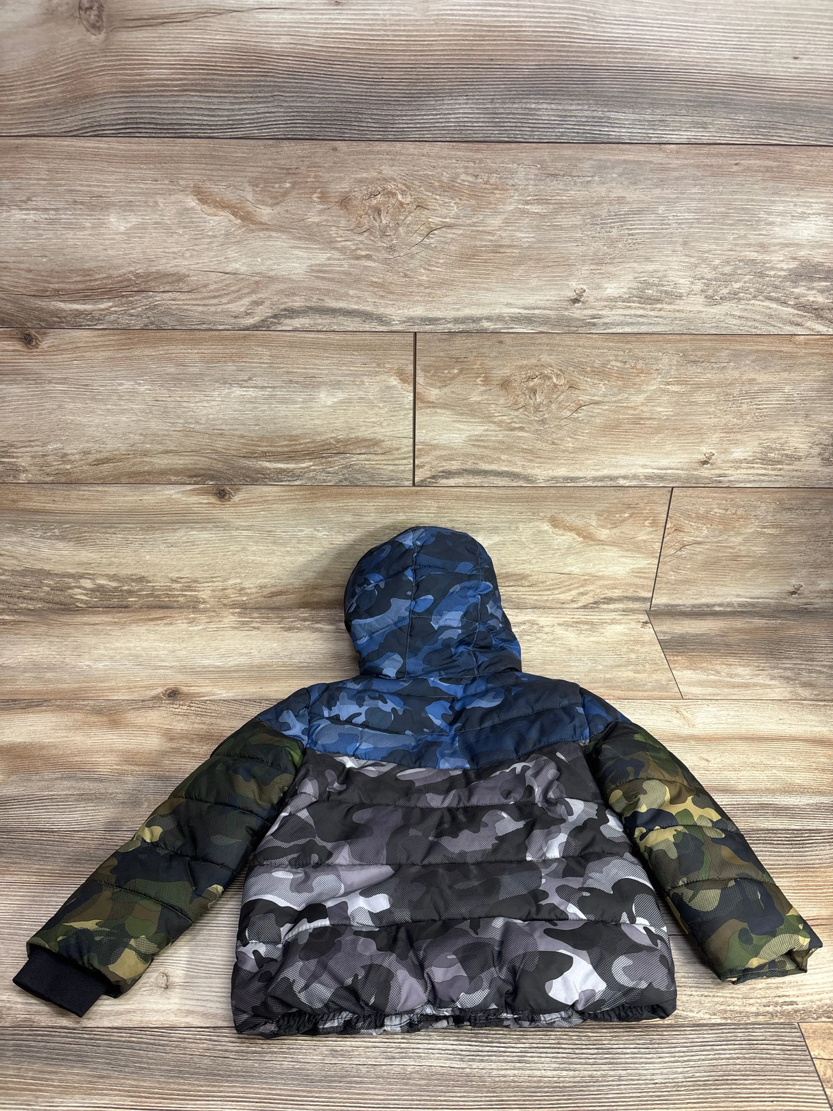 Nike Mixed Media Camouflage Puffer Jacket Blue/Green sz 3T