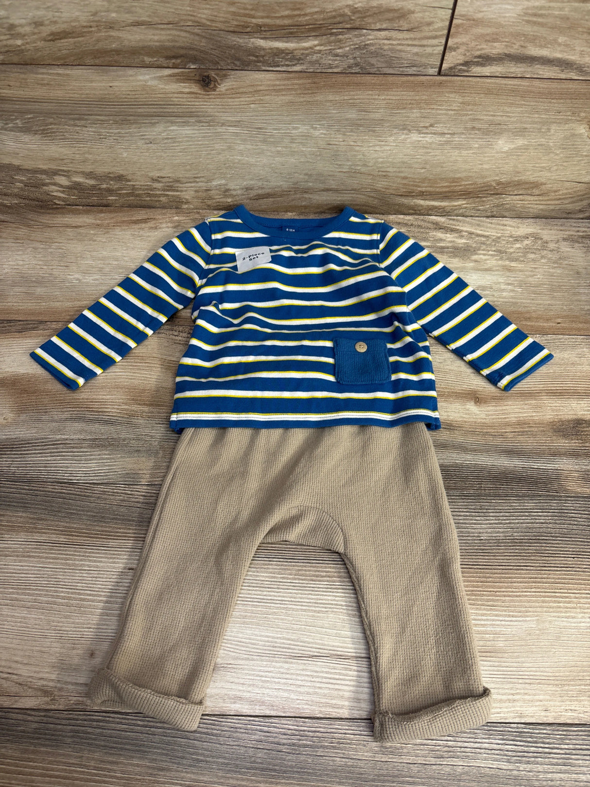 NEW Old Navy Striped Shirt & Waffle Knit Bottoms Blue sz 6-12m