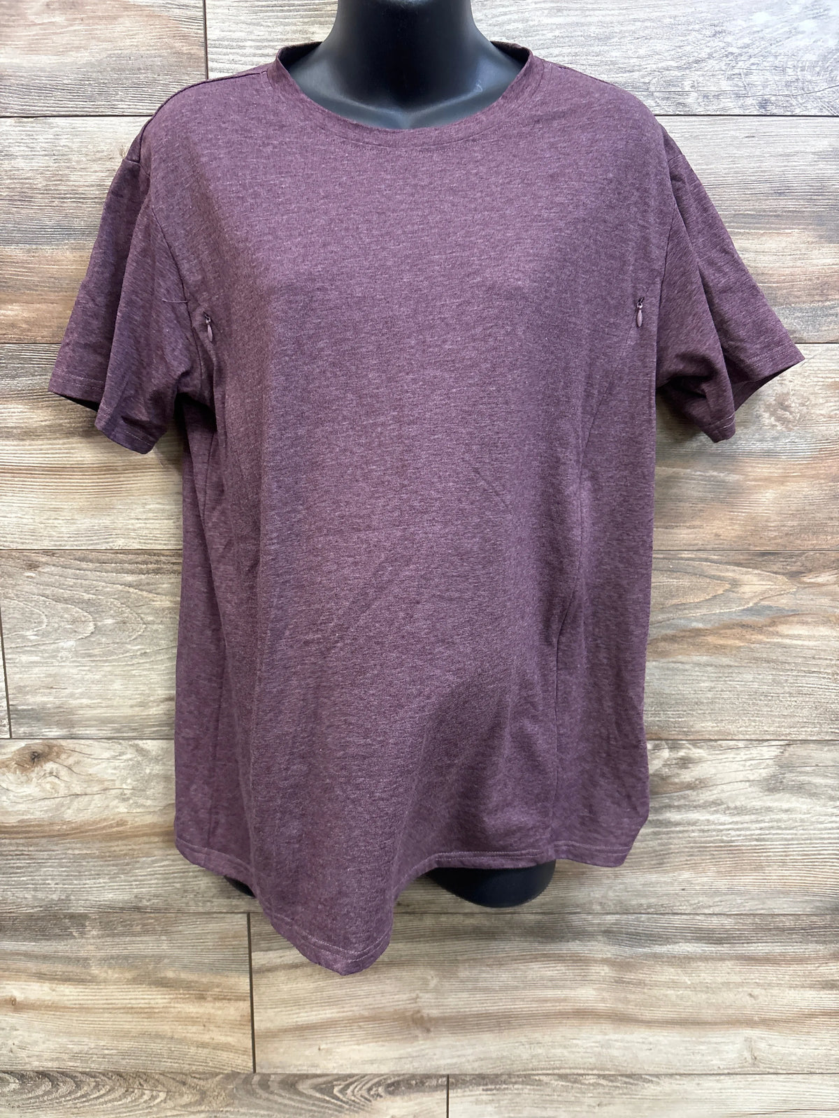 Ecavus Maternity Hidden Zipper Nursing Shirt Purple sz Large