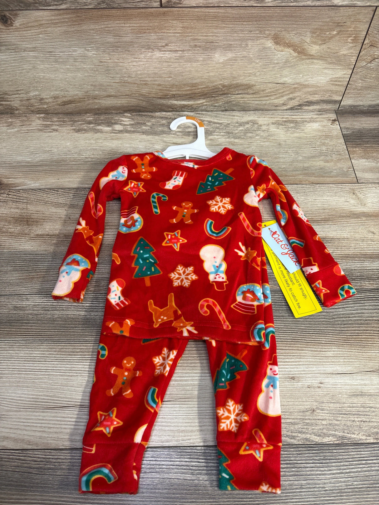 NEW Cat & Jack 2pc Velour Christmas Pajama Set Red sz 12m