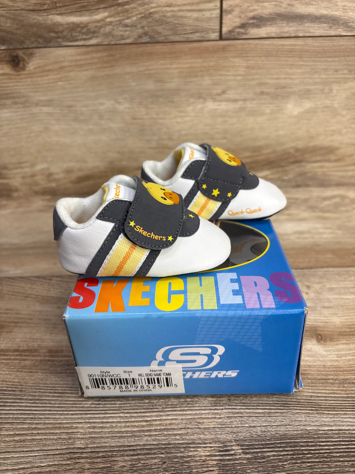 NEW Skechers 'Will Send Name Tomm' Adjustable Strap Shoes, White sz 1c