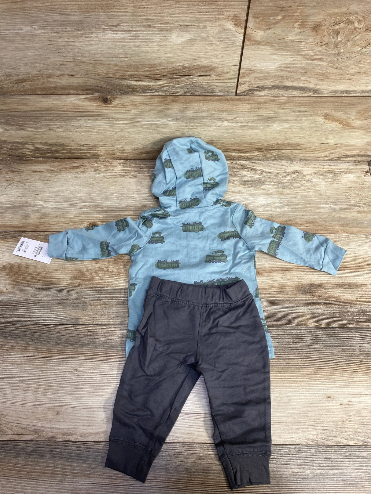 NEW Just One You 2pc Train Hooded Shirt & Pants Set Blue sz 6m