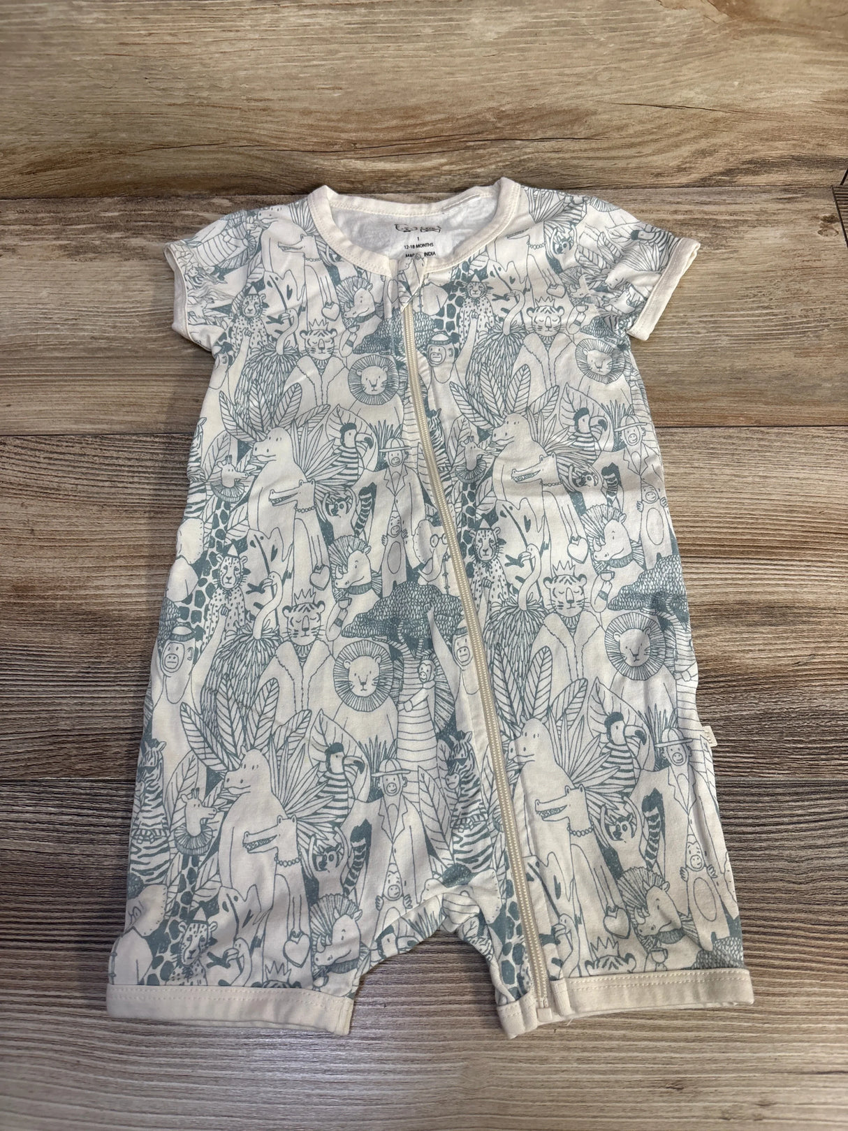 Wilson and Frenchy Hello Friends Organic Boyleg Zipsuit Romper Ivory sz 12-18m