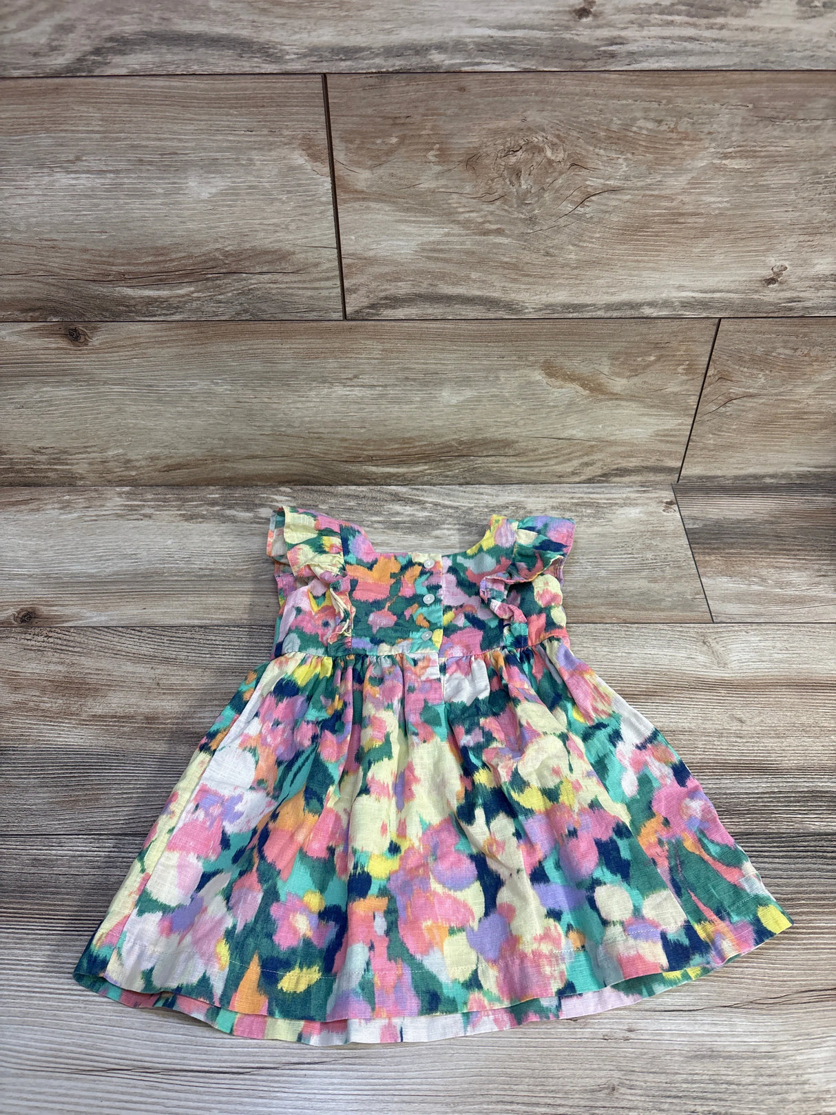 Baby Gap Watercolor Linen Dress Yellow sz 18-24m