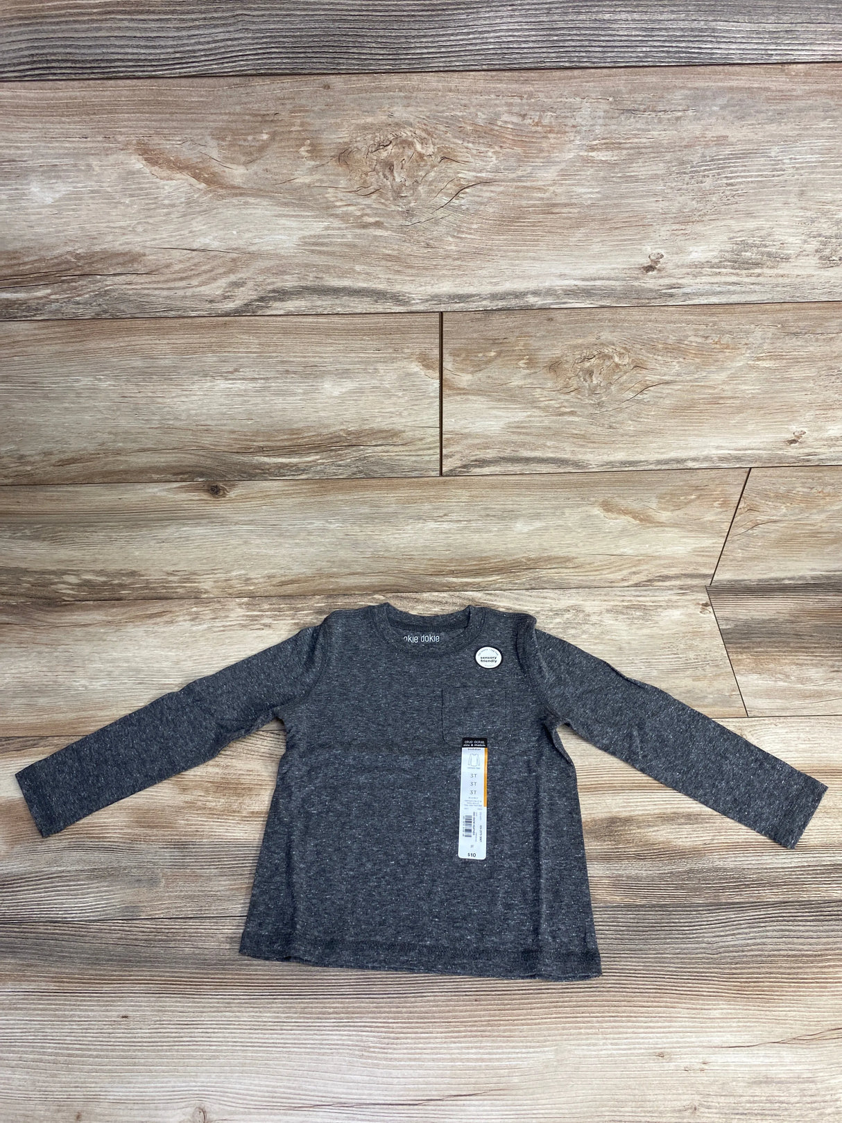 NEW Okie Dokie Long Sleeve Pocket Shirt Grey sz 3T