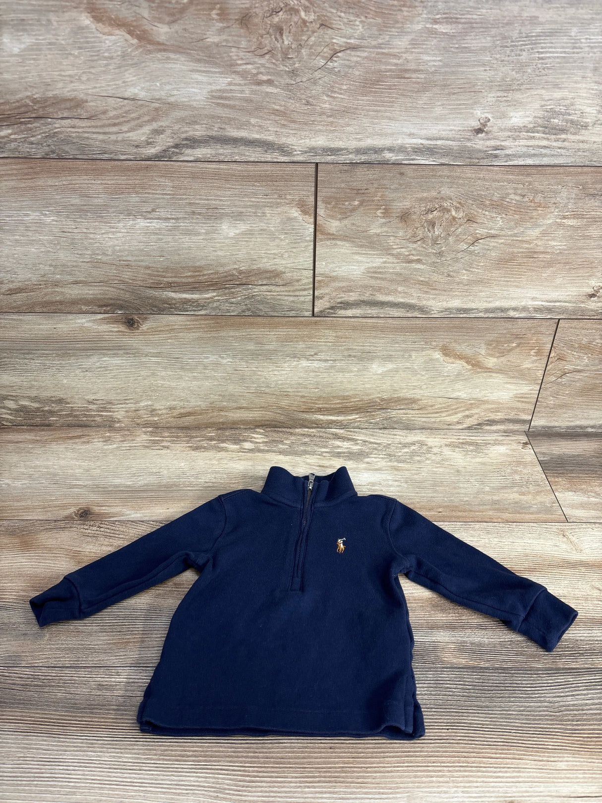 Ralph Lauren Cotton Interlock Quarter-Zip Pullover Refined Navy sz 9m