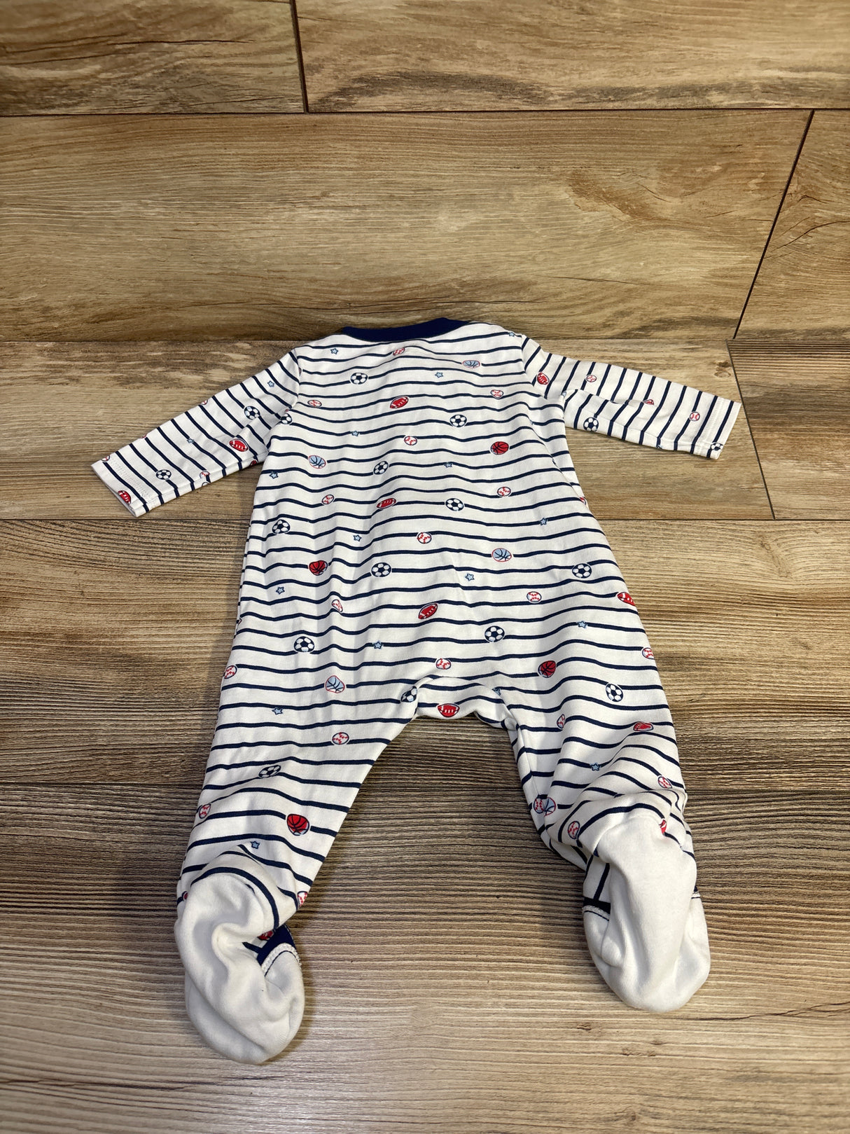 Little Me Striped Sport Ball Sleeper White sz 3m