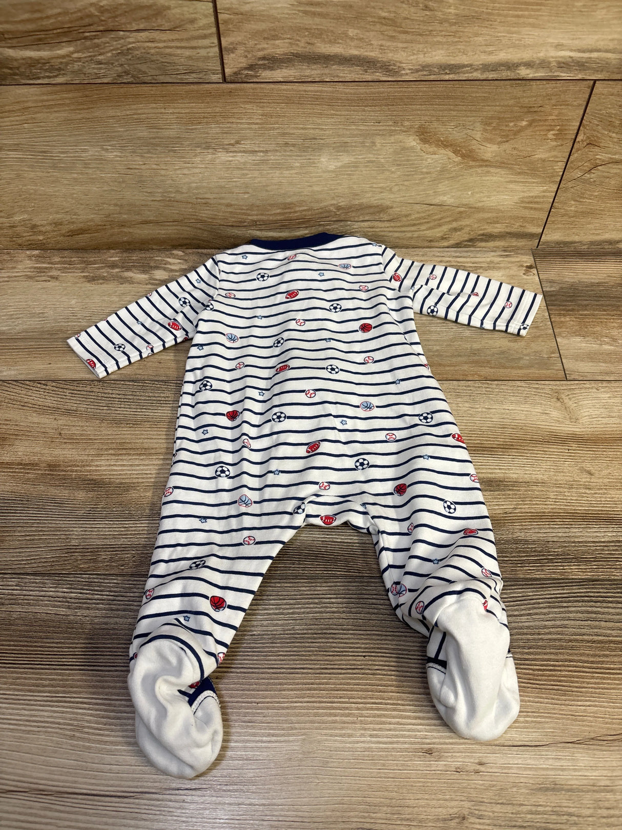 Little Me Striped Sport Ball Sleeper White sz 3m