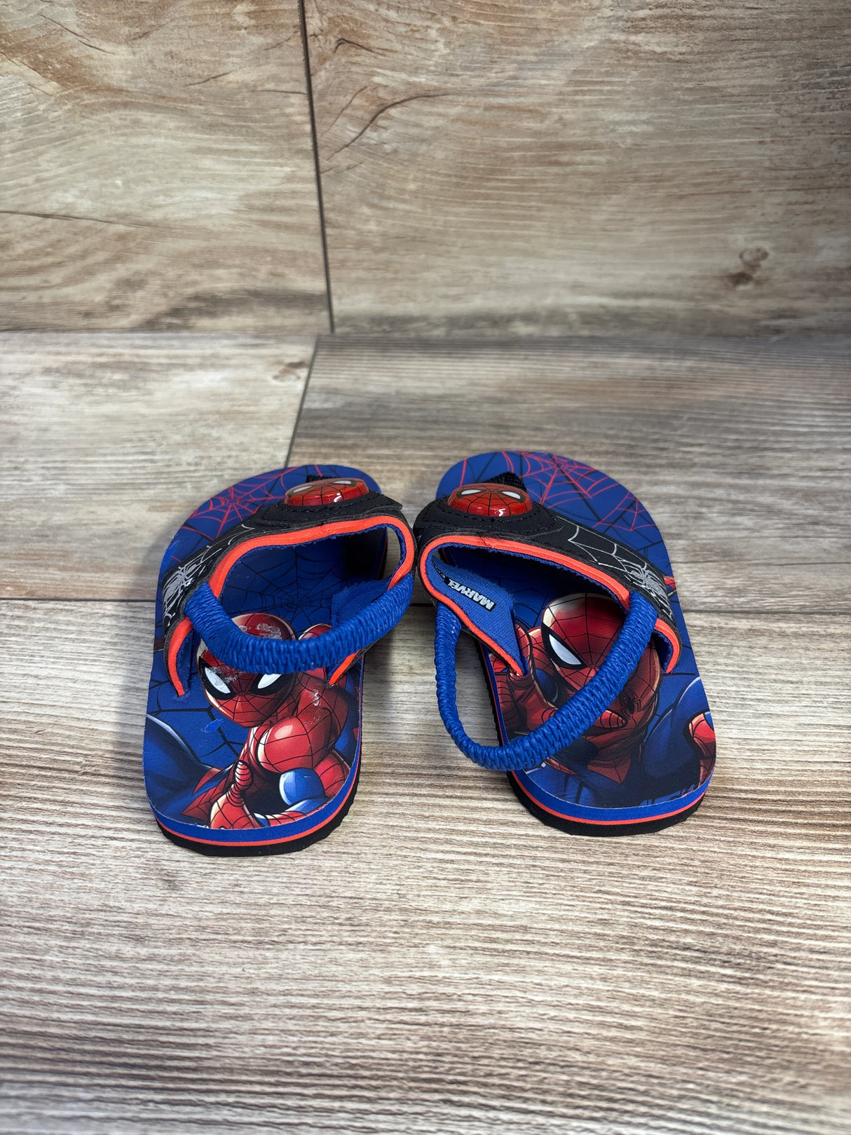 Marvel Spiderman Light Up Flip Flop Sandals BLue sz 5-6c