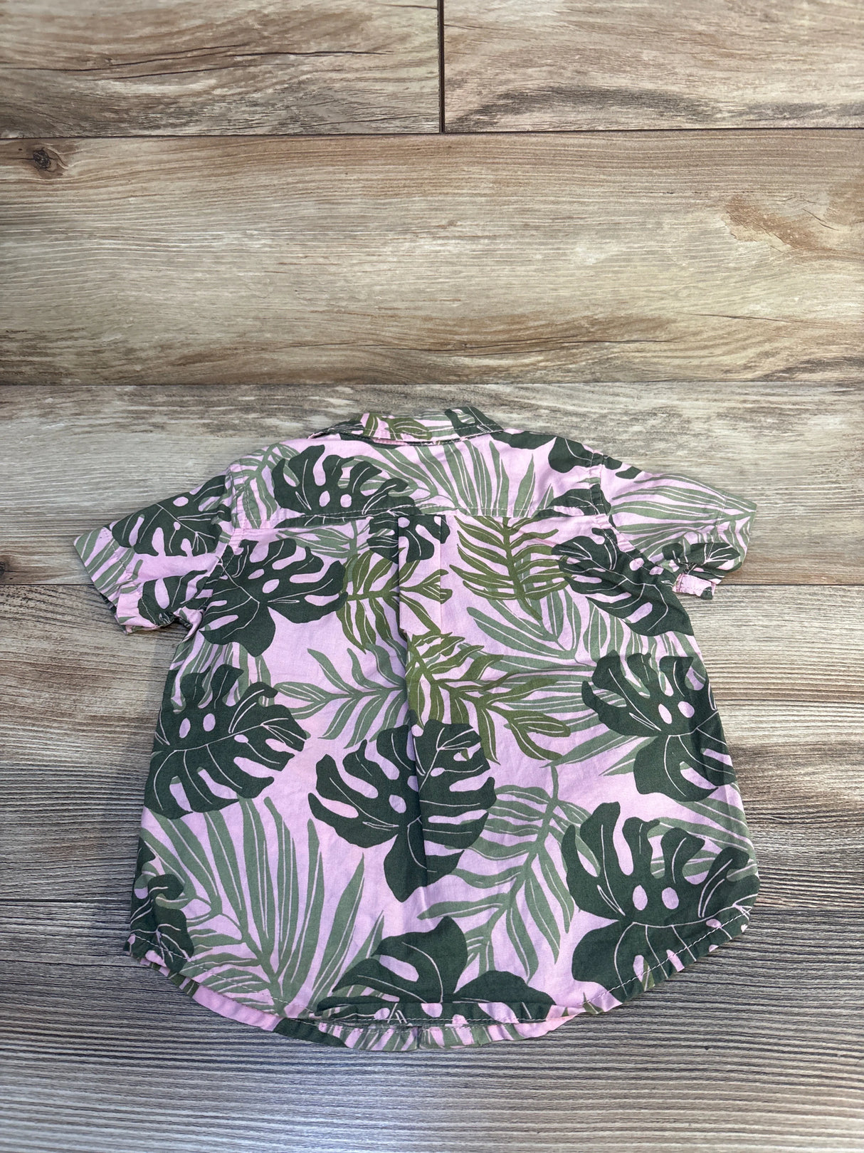 Children's Place Button Down Leaf Print Shirt Pink sz 12-18m