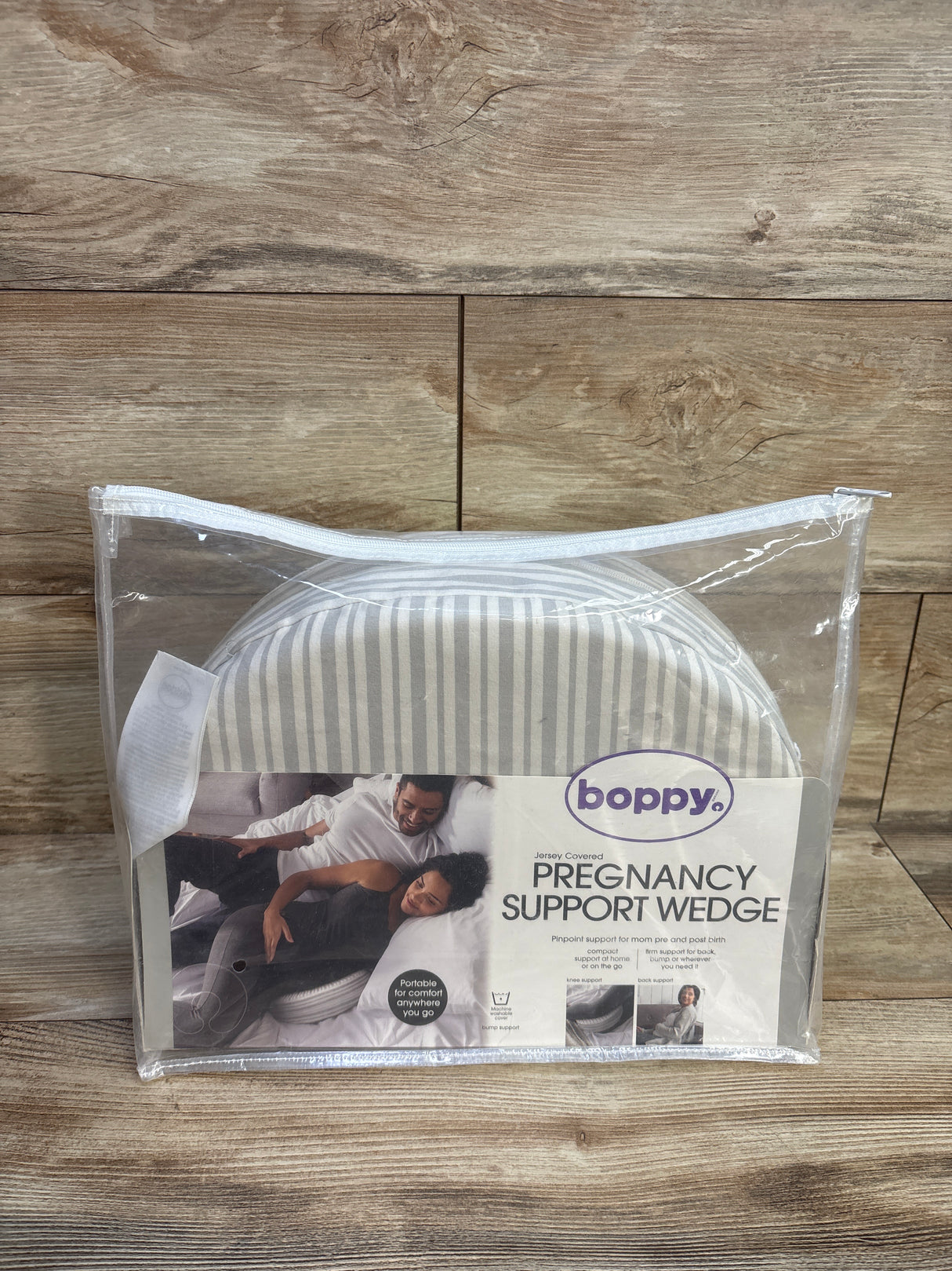 Boppy Pregnancy Support Wedge - Grey Modern Stripe