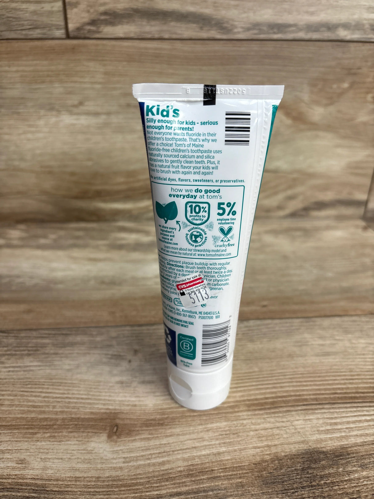 NEW Tom's of Maine Silly Strawberry Kids' Fluoride-Free Toothpaste - 5.1oz